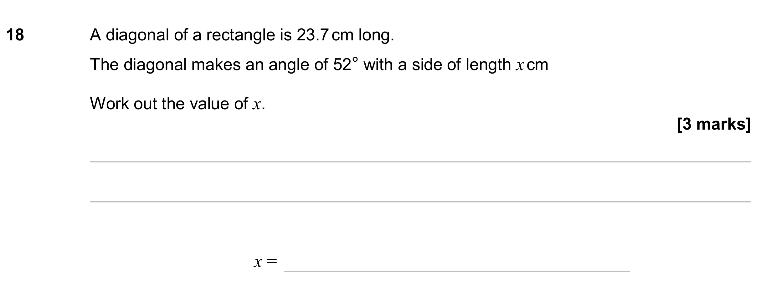 Question 18 — Trigonometry — AQA GCSE June 2024