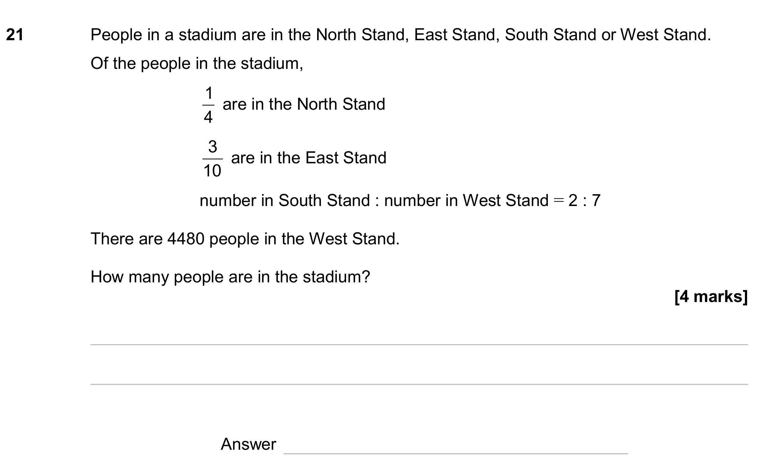 Question 21 — Fractions, Ratios — AQA GCSE June 2024