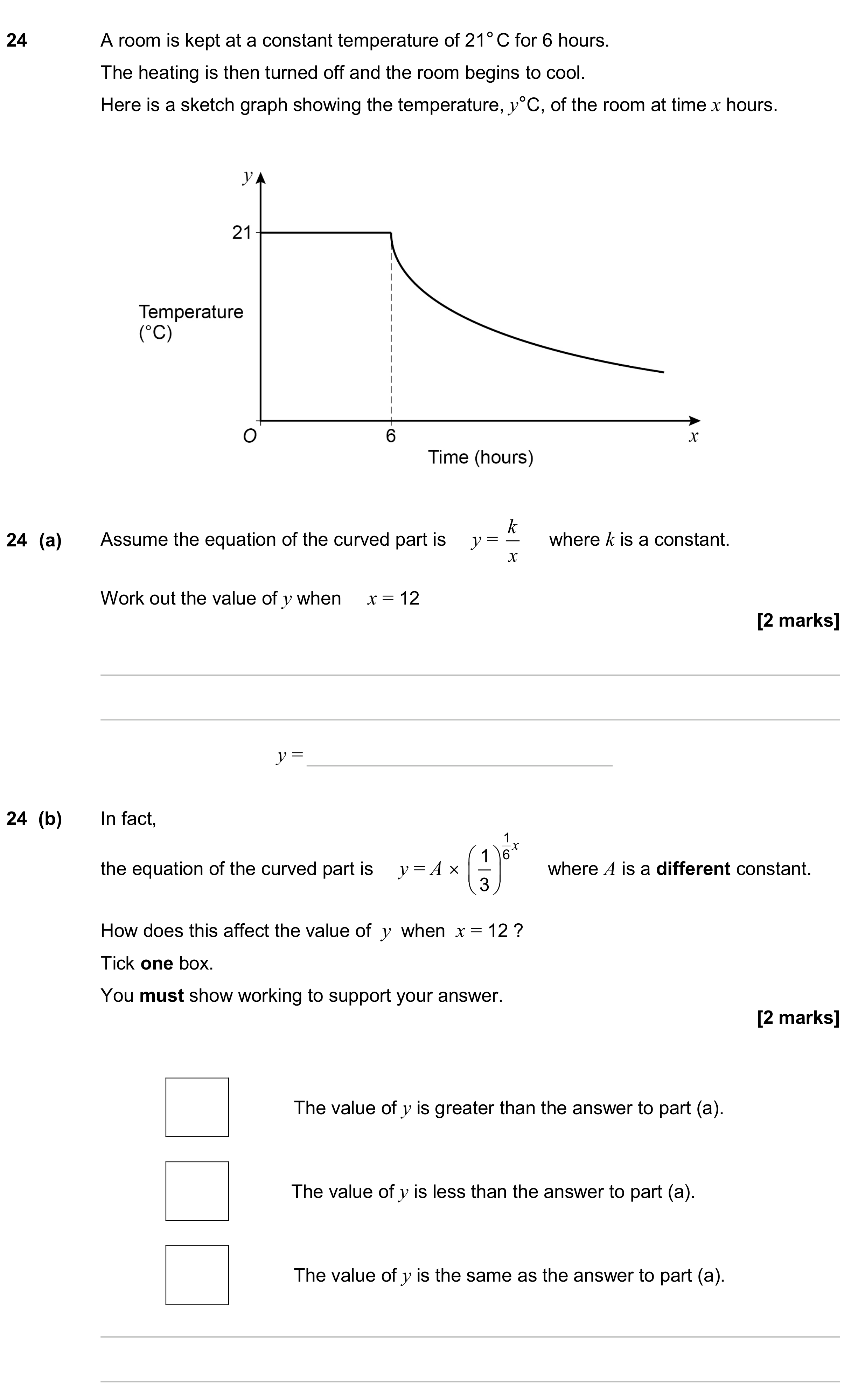 Question 24 — Graphs — AQA GCSE June 2024