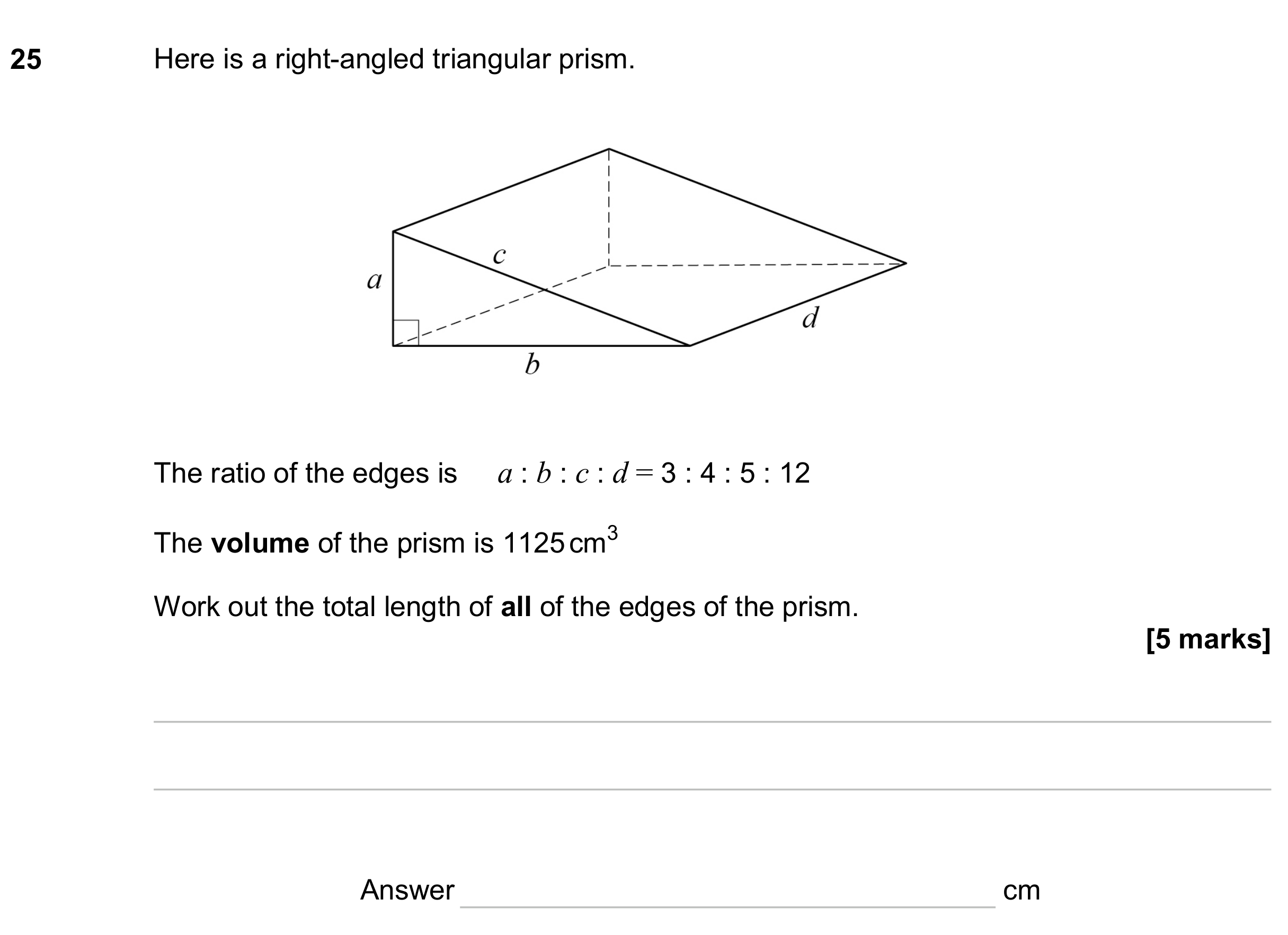 Question 25 — Surface Area and Volume, Ratios — AQA GCSE June 2024