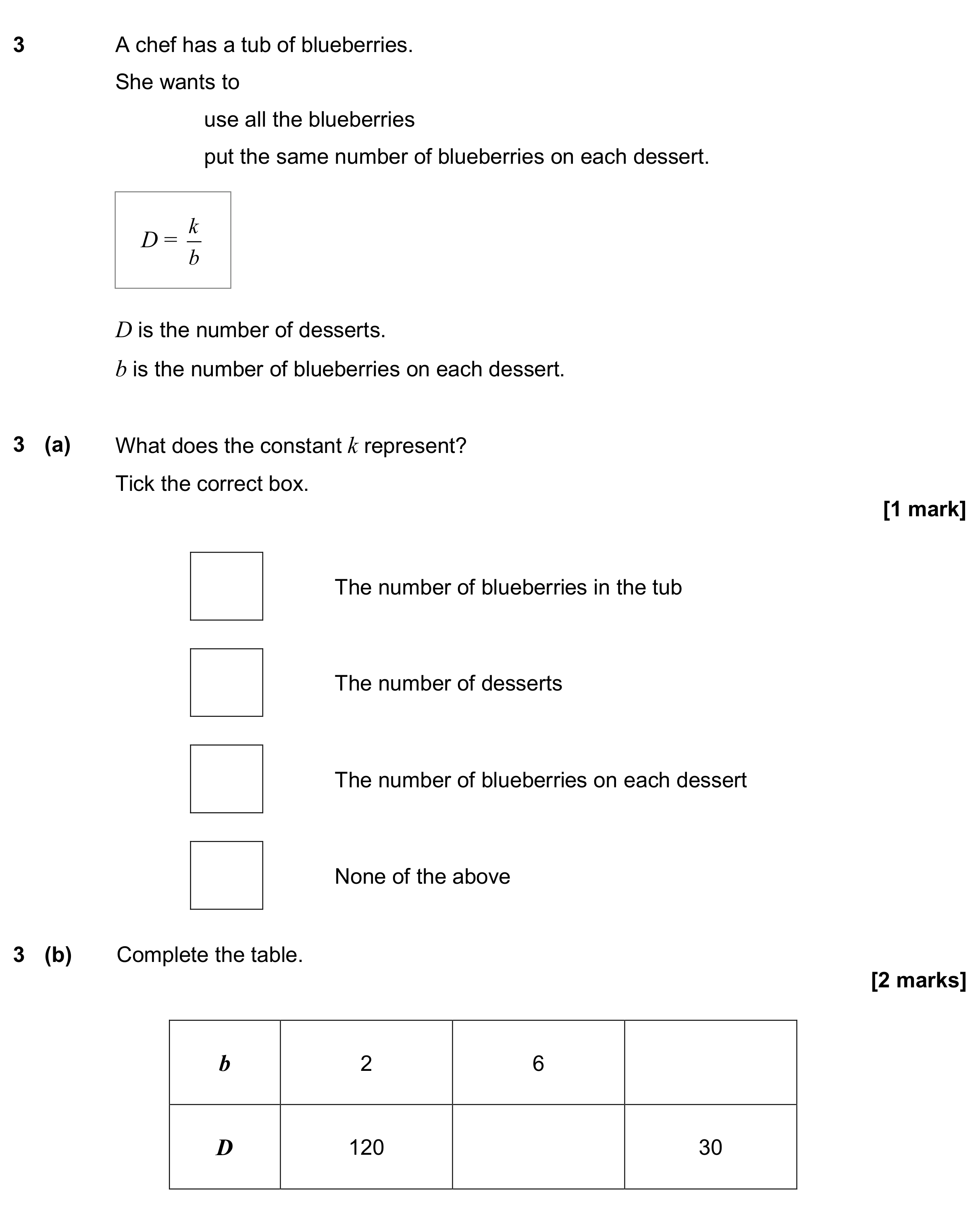 Question 3 — Formulae — AQA GCSE June 2024