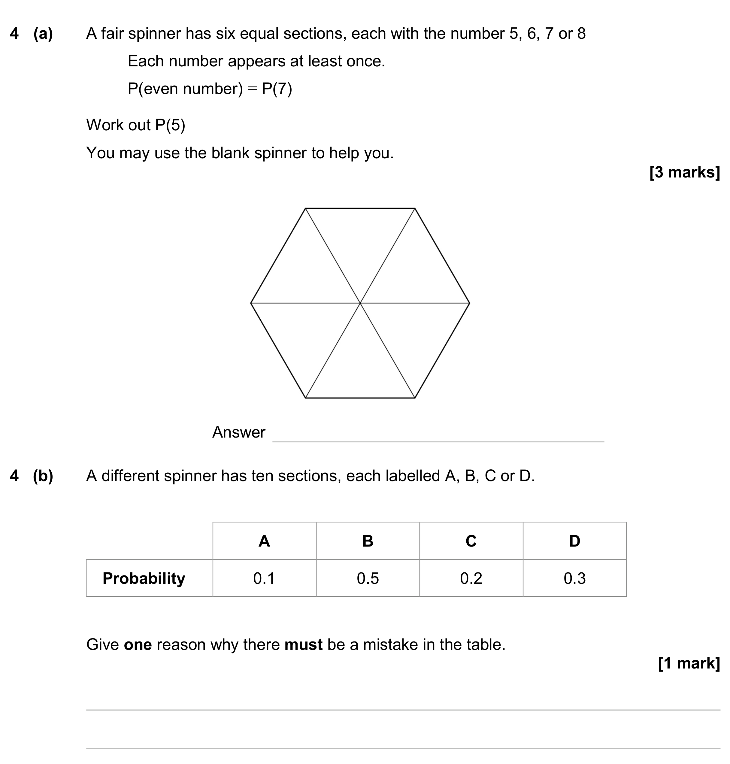 Question 4 — Probability — AQA GCSE June 2024