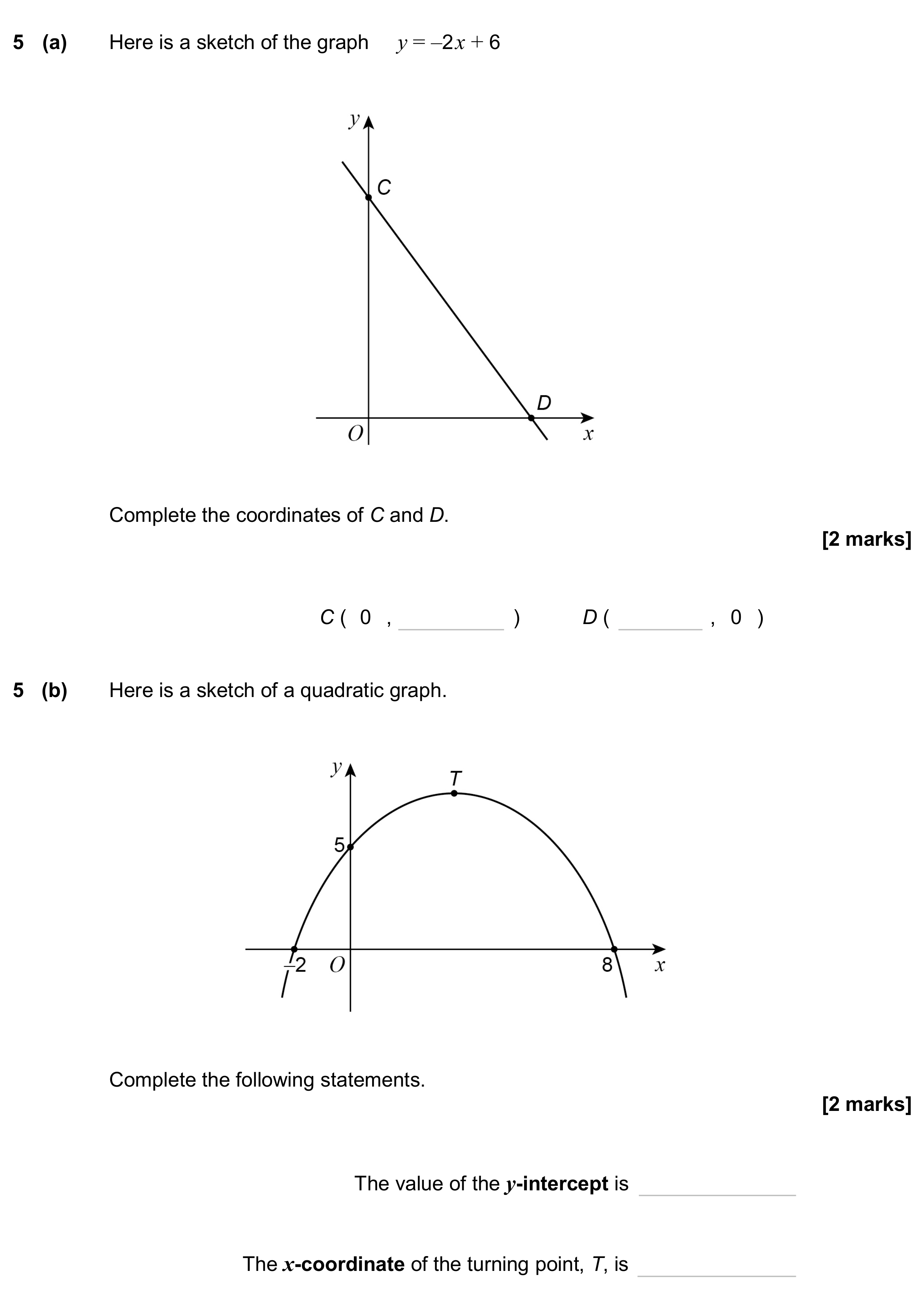 Question 5 — Straight Line Graphs, Graphs, Coordinates — AQA GCSE June 2024