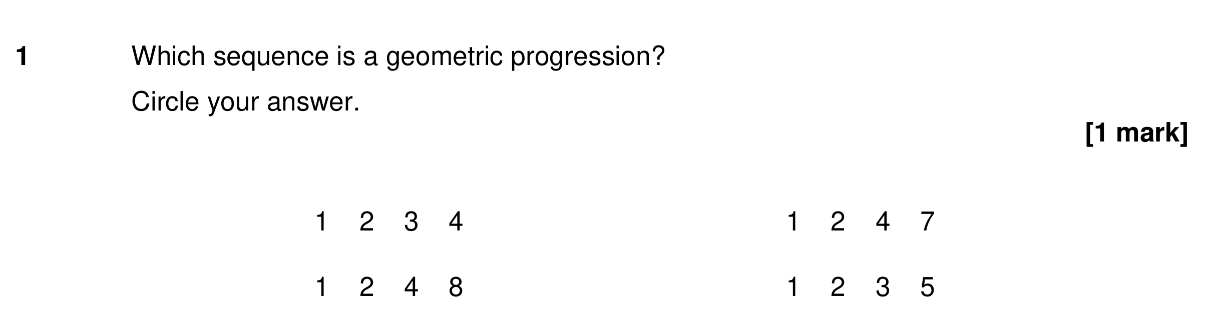 Question 1 — Sequences — AQA GCSE Specimen