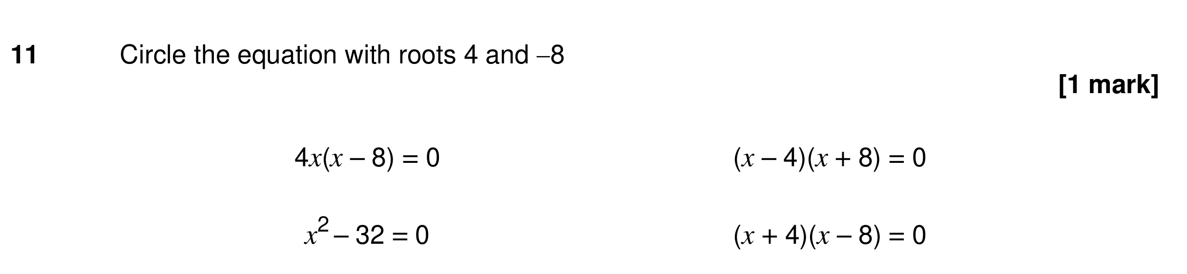 Question 11 — Quadratic Equations — AQA GCSE Specimen