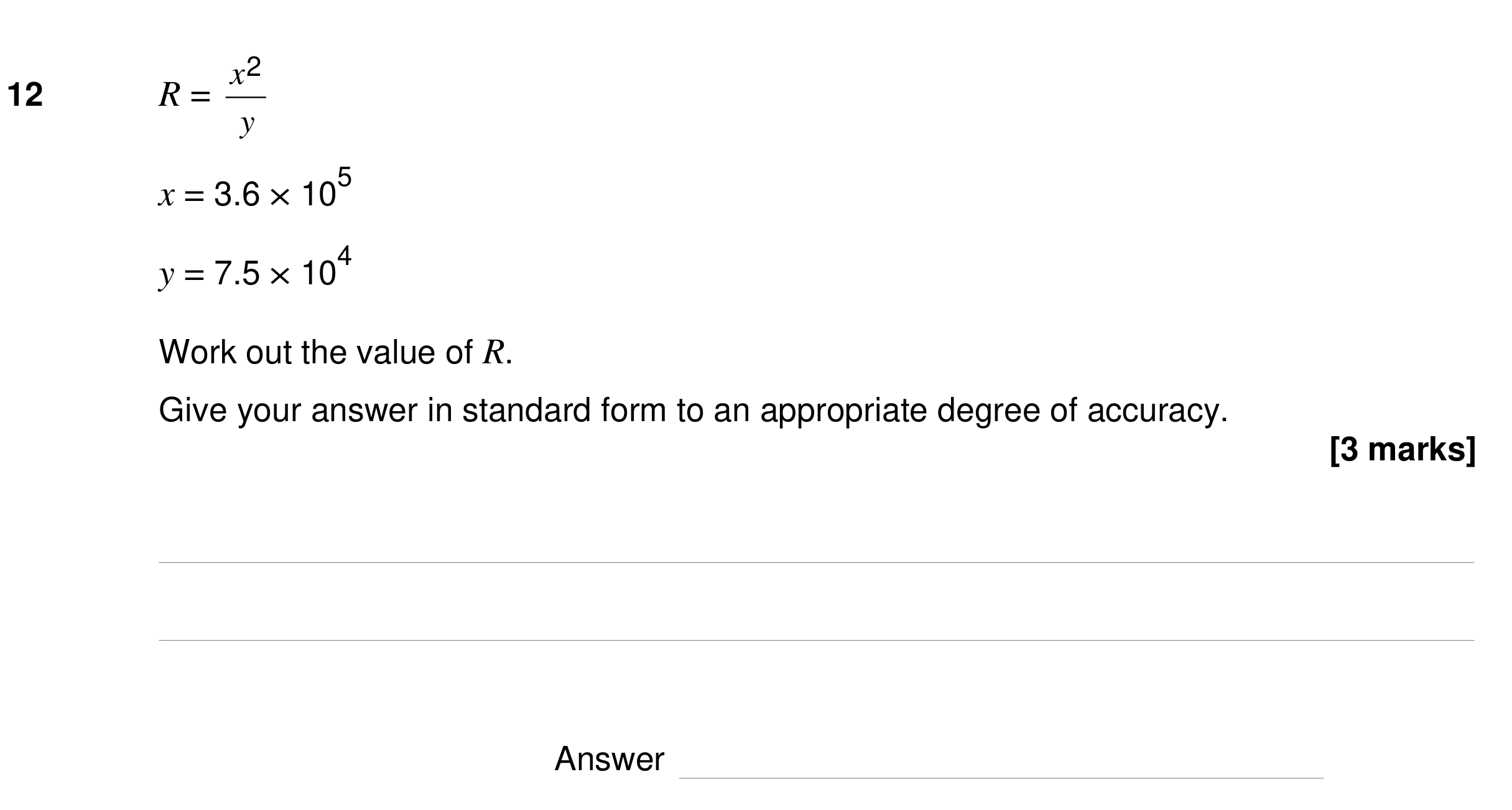 Question 12 — Standard Form — AQA GCSE Specimen