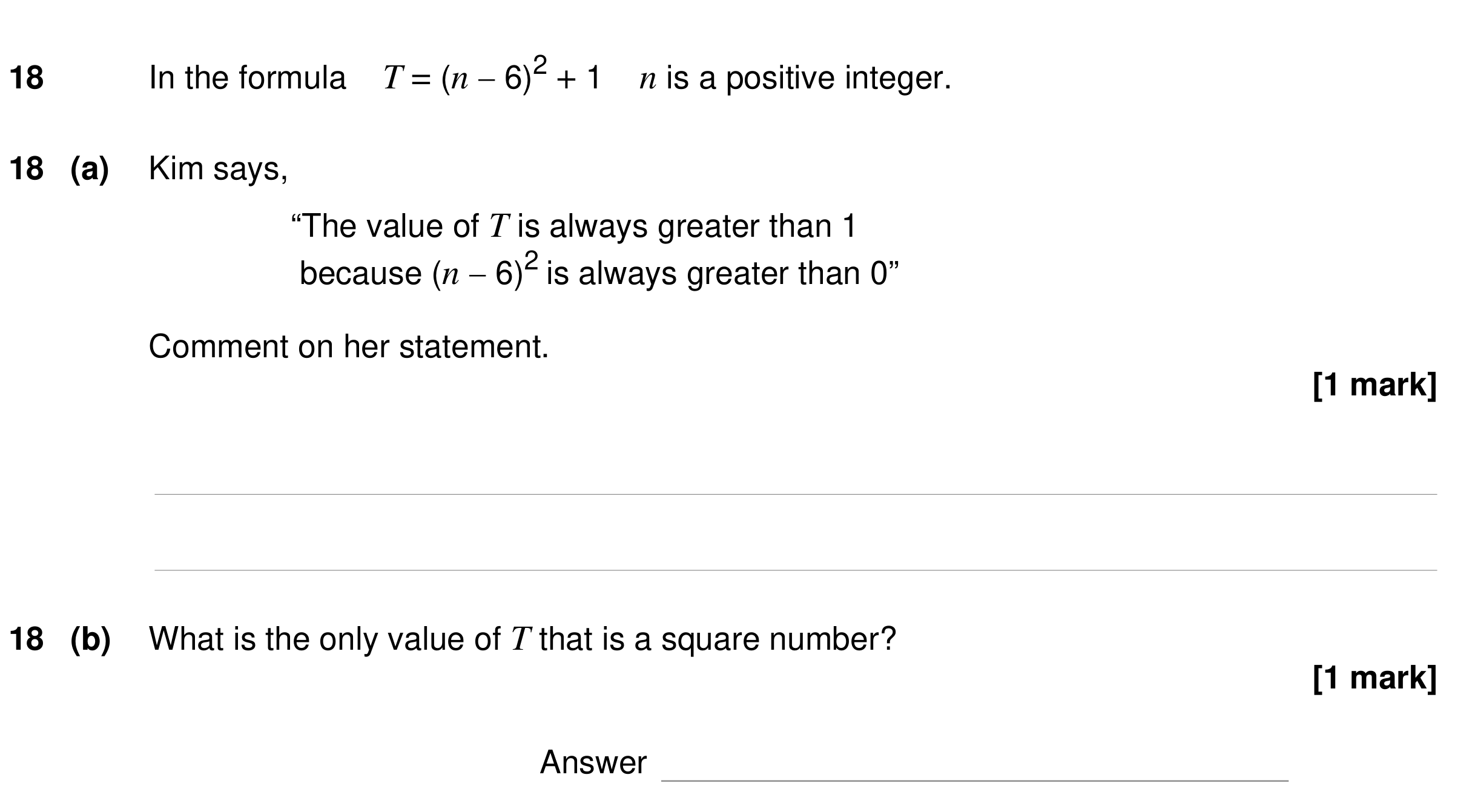 Question 18 — Proofs — AQA GCSE Specimen