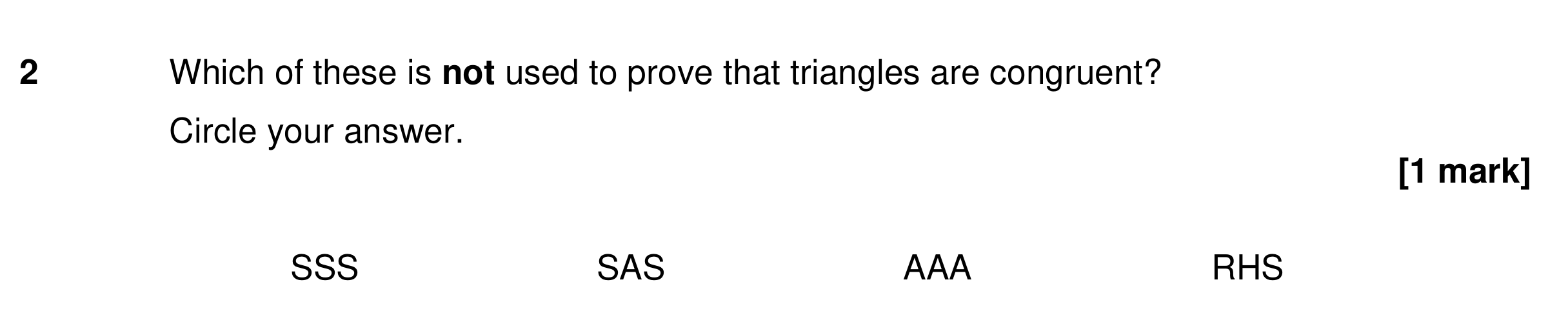Question 2 — Congruence and Similarity — AQA GCSE Specimen