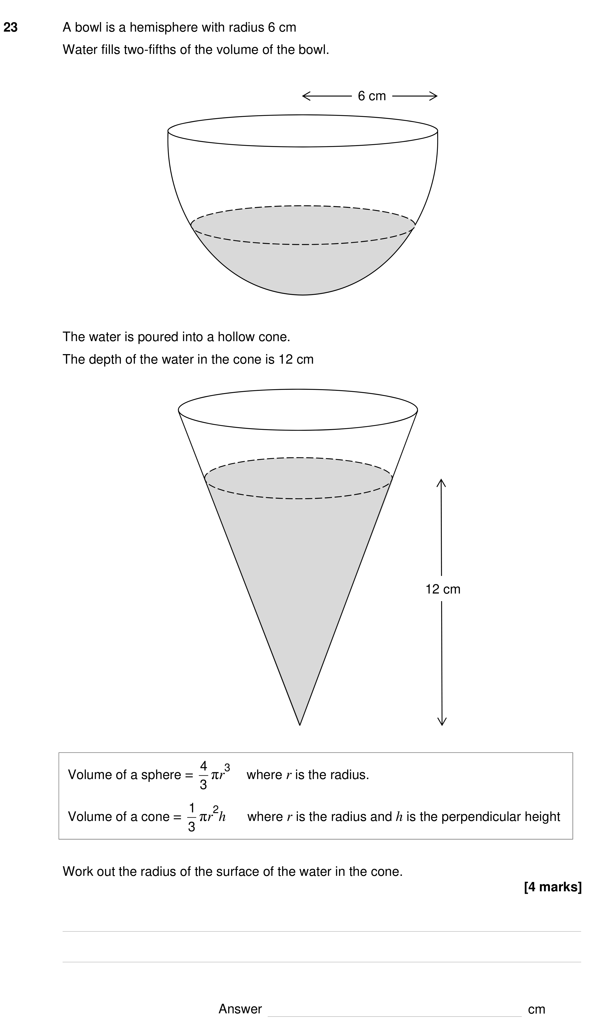 Question 23 — Surface Area and Volume — AQA GCSE Specimen