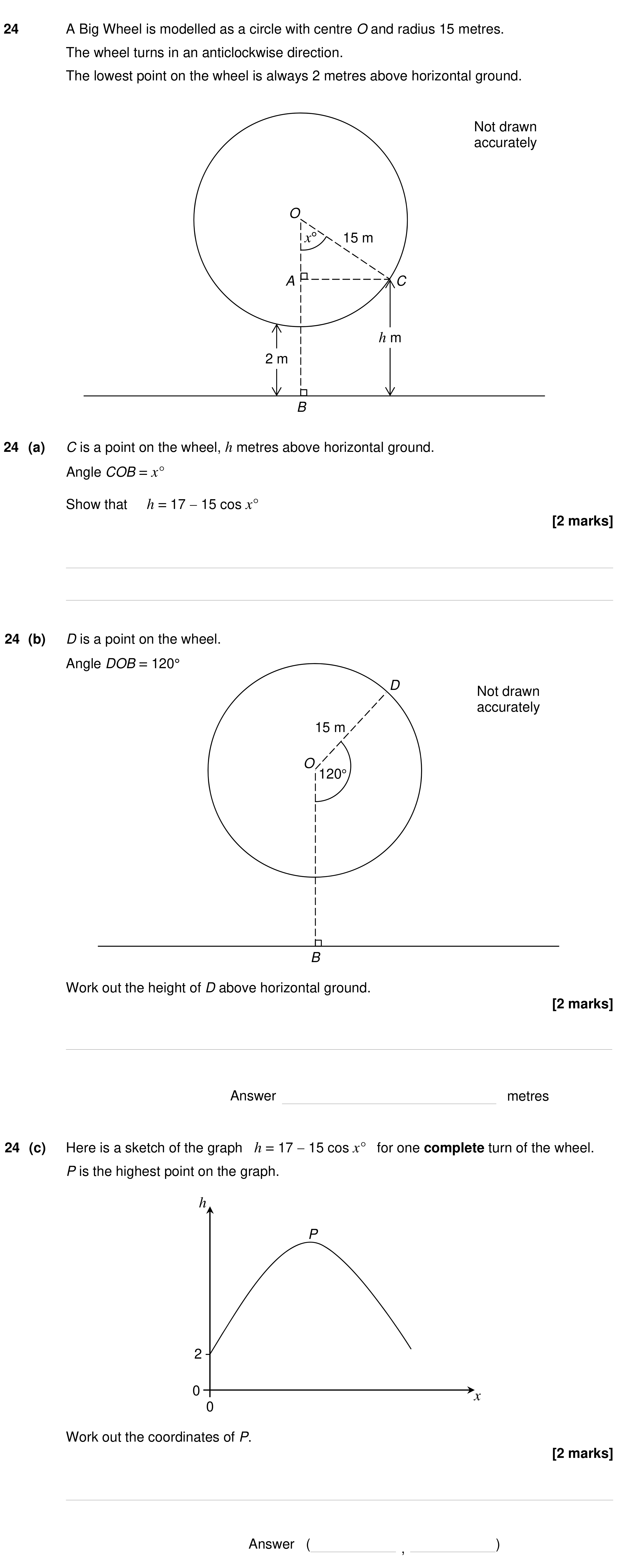 Question 24 — Trigonometry, Graph Transformations — AQA GCSE Specimen