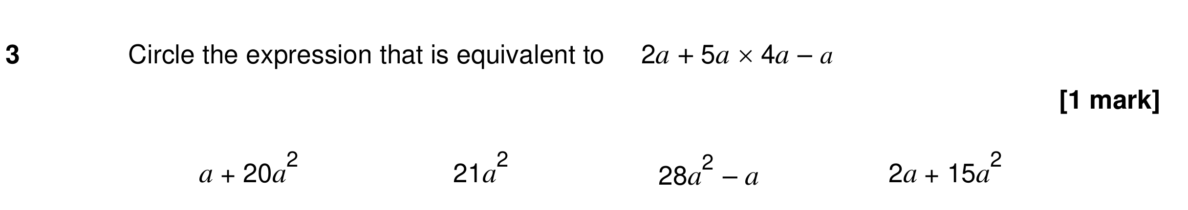 Question 3 — Algebra (Expand/Simplify/Factorise) — AQA GCSE Specimen