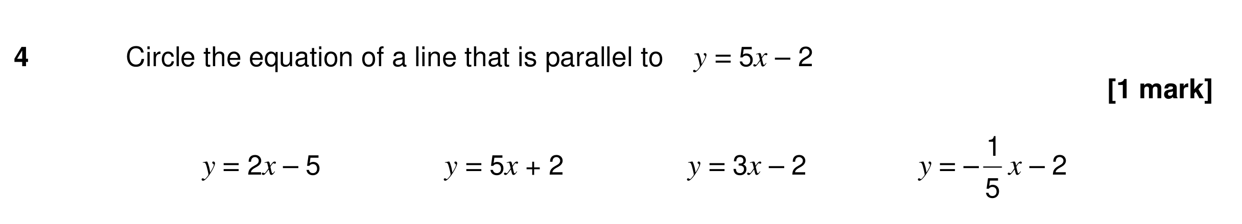 Question 4 — Straight Line Graphs — AQA GCSE Specimen
