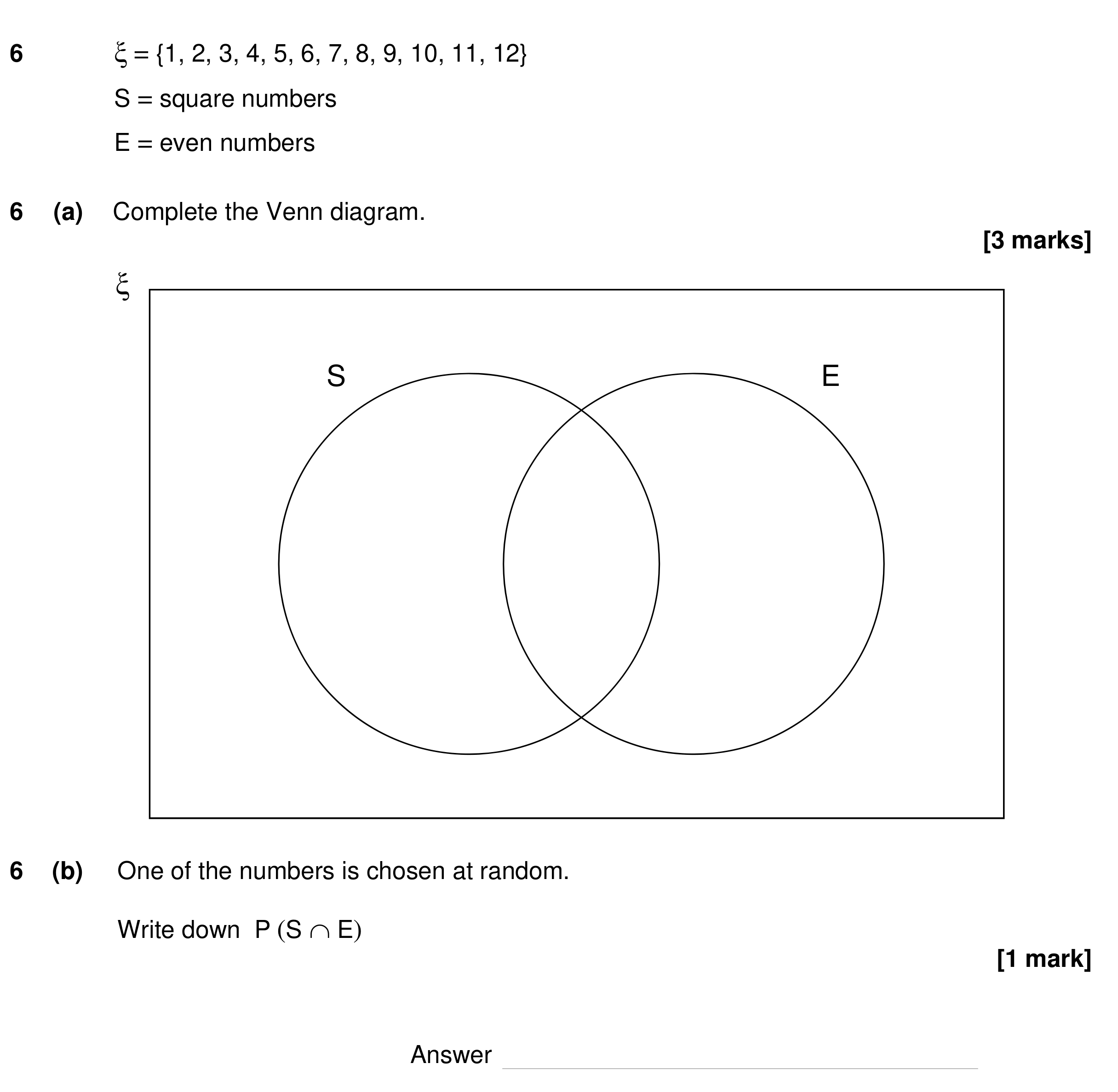 Question 6 — Venn Diagram — AQA GCSE Specimen