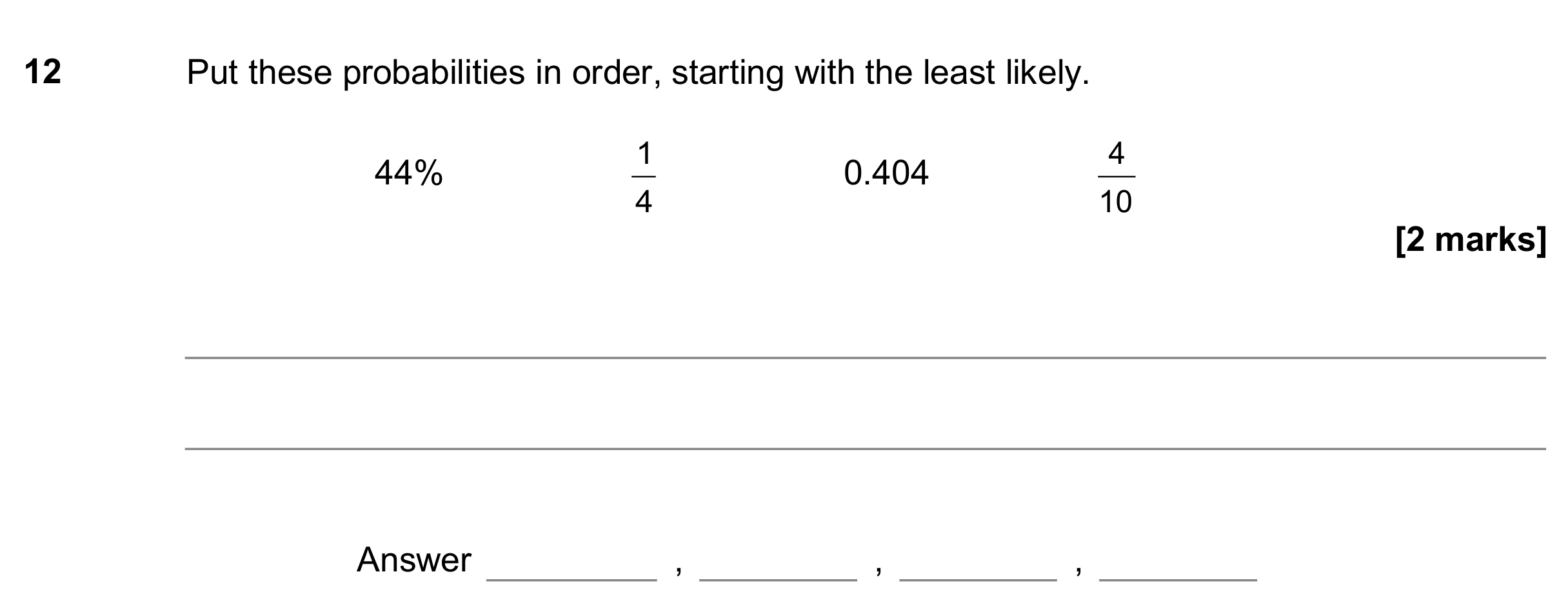Question 12 — Fractions, Decimals, Percentages — AQA GCSE June 2017