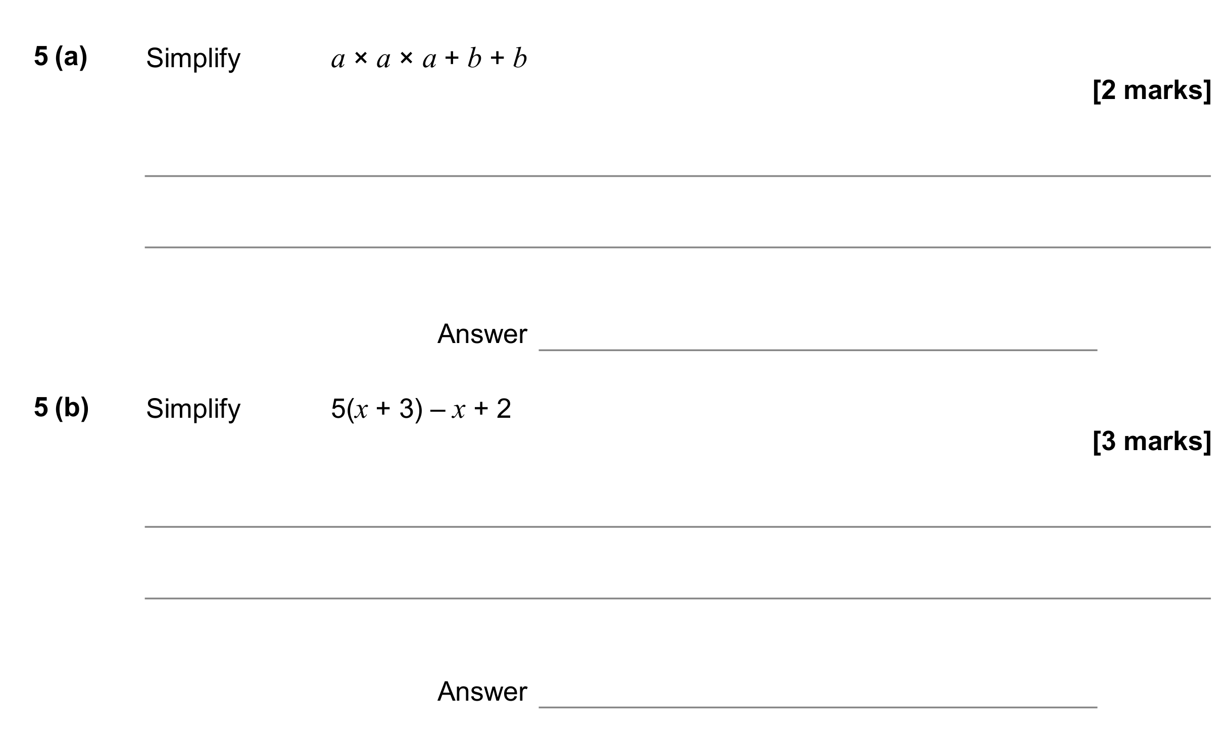 Question 5 — Factorise/Expand/Simplify — AQA GCSE June 2017