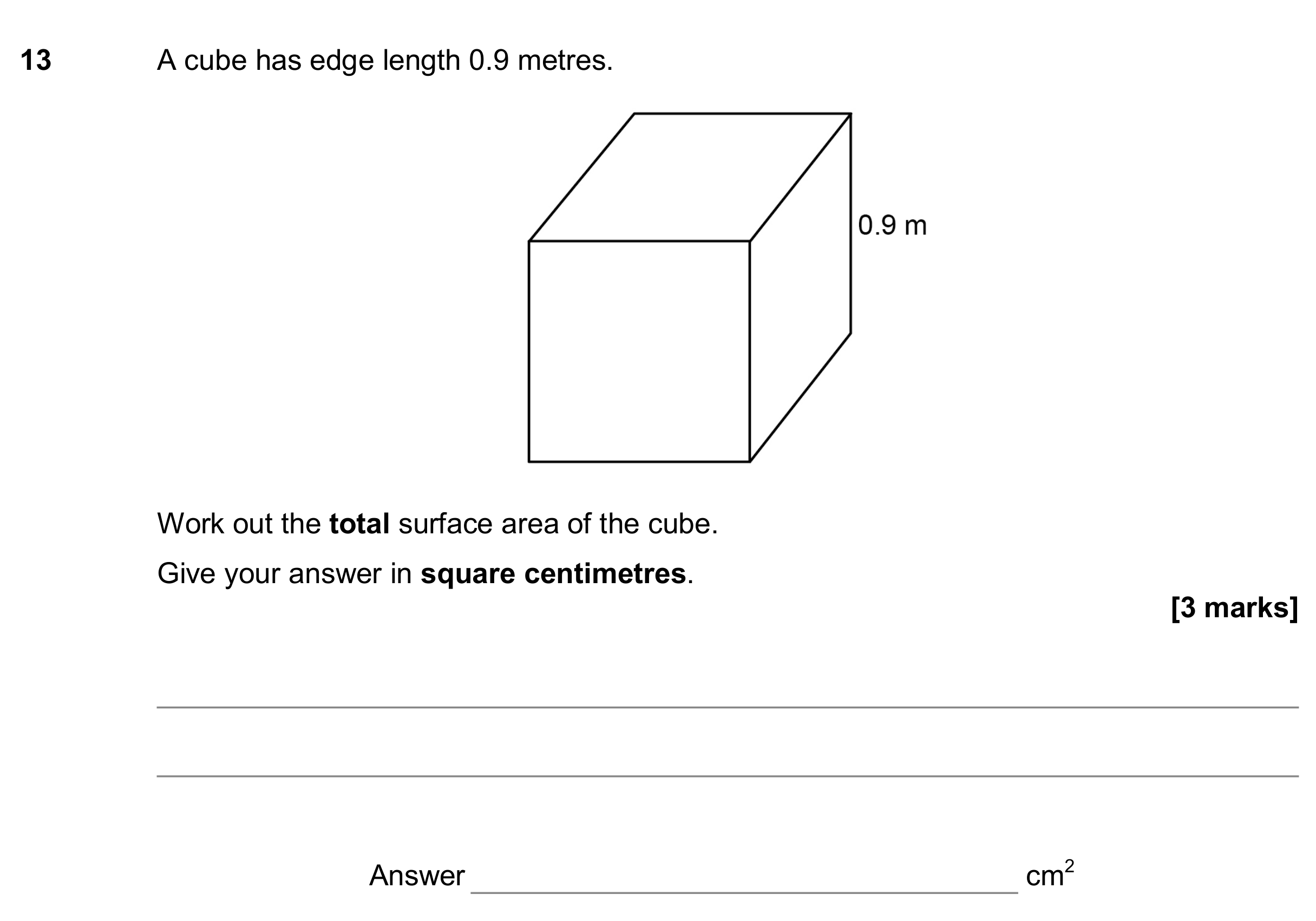 Question 13 — Surface Area and Volume — AQA GCSE November 2017