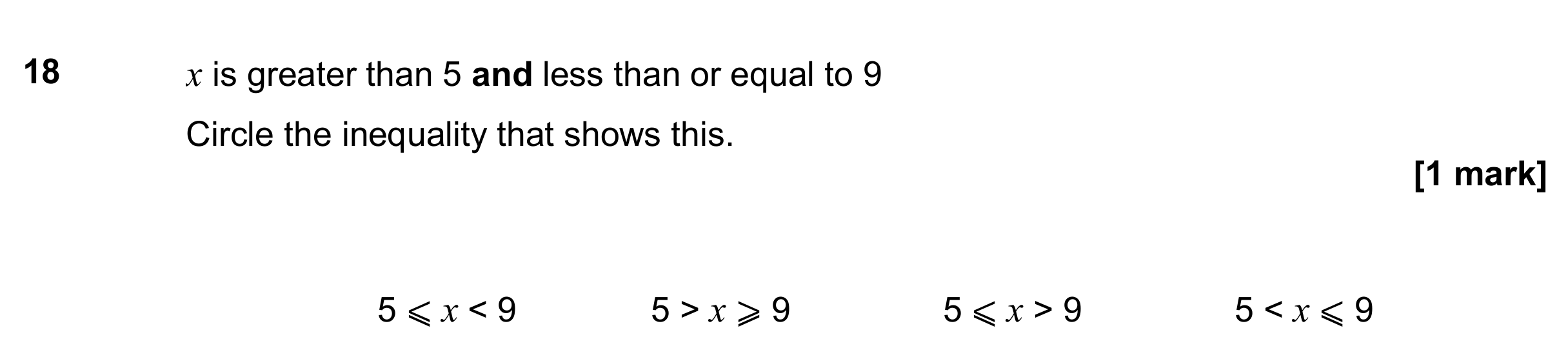 Question 18 — Inequalities — AQA GCSE November 2017