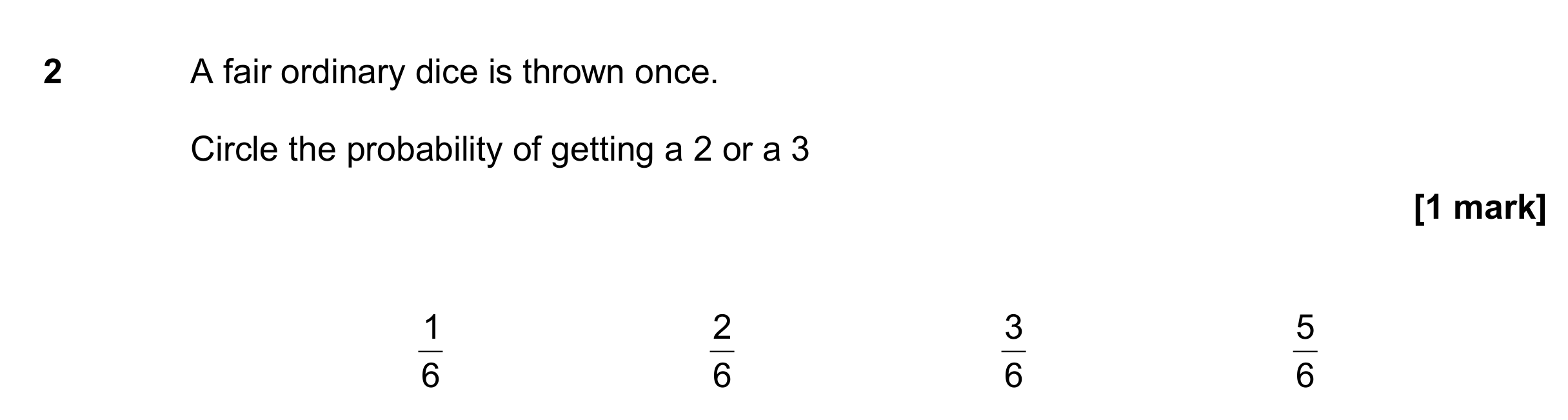 Question 2 — Probability — AQA GCSE November 2017