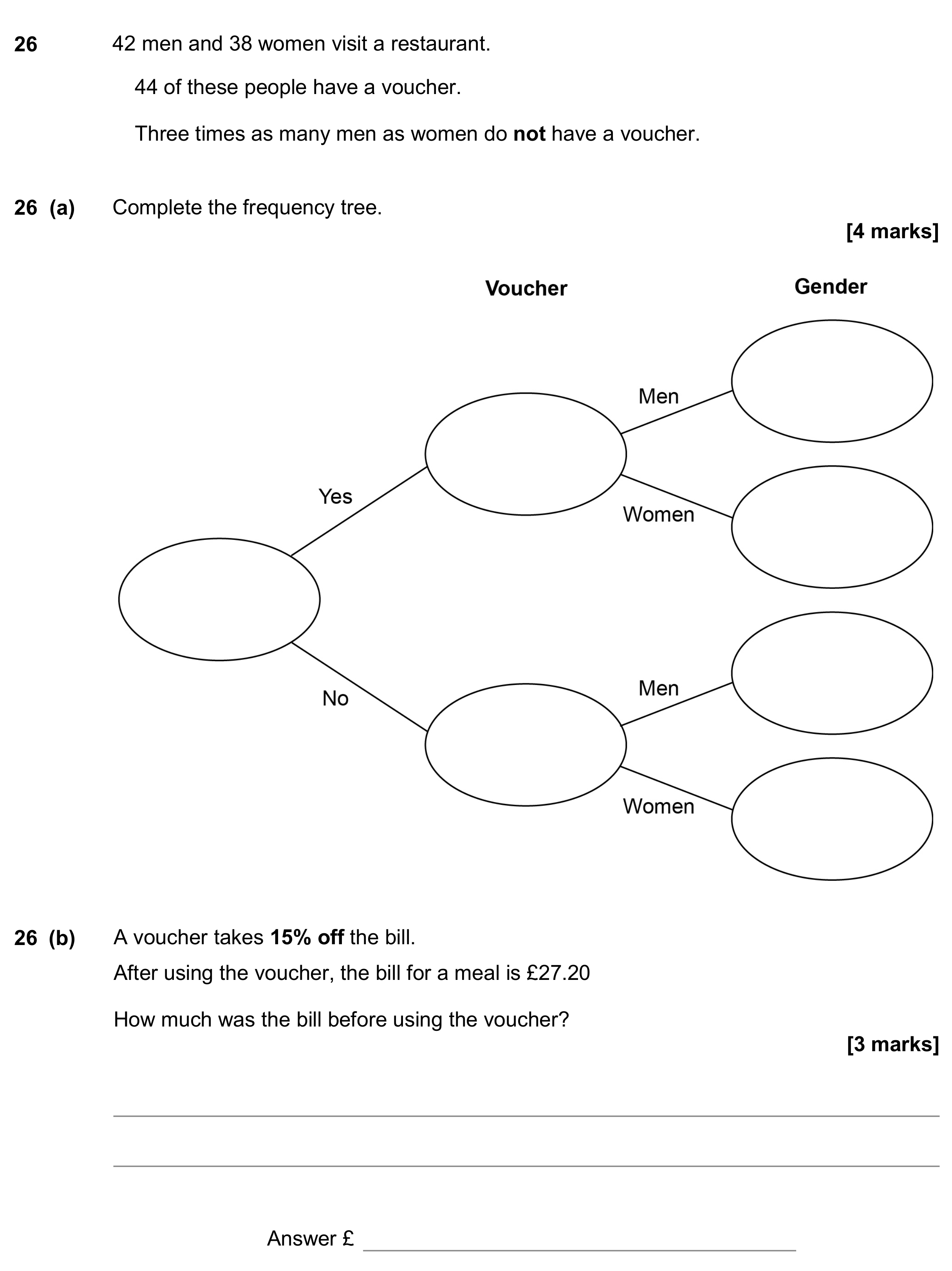 Question 26 — Probability, Percentages — AQA GCSE November 2017