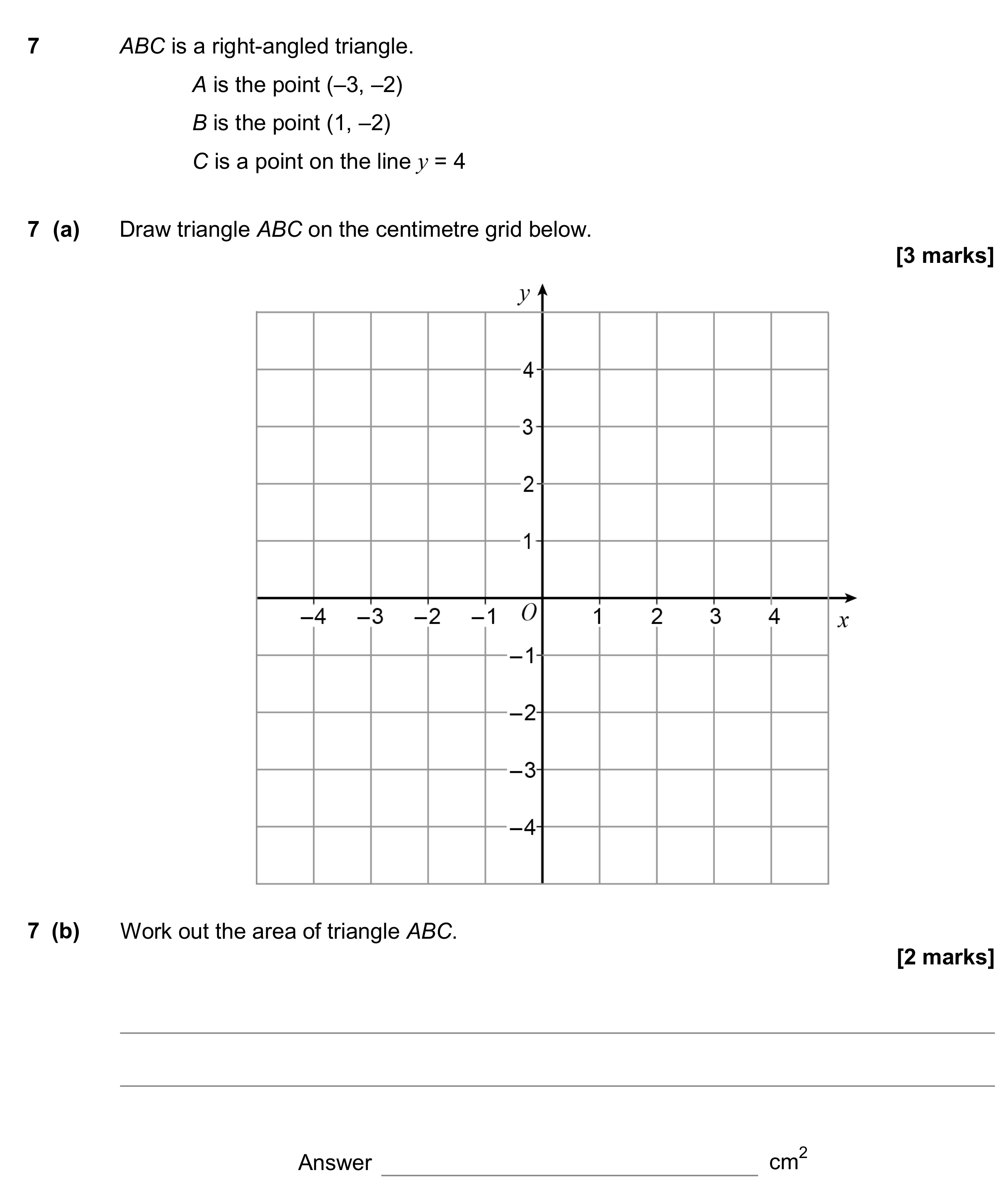 Question 7 — Coordinates, Straight Line Graphs, Perimeter and Area — AQA GCSE November 2017