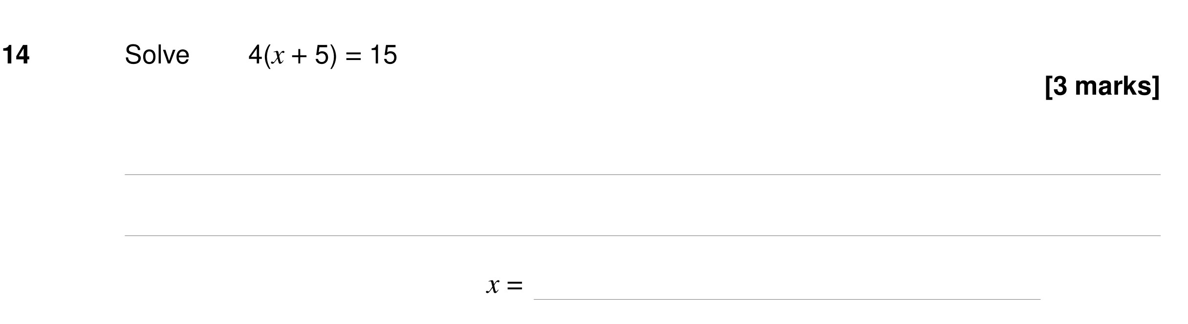 Question 14 — Linear Equations — AQA GCSE Specimen