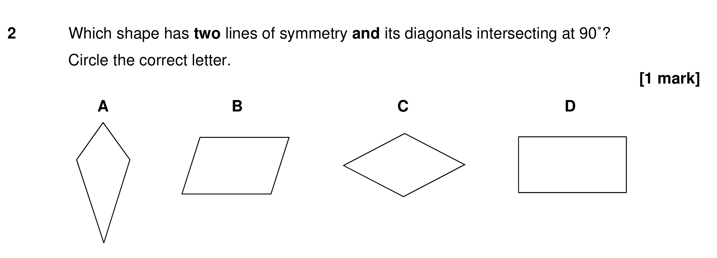 Question 2 — Symmetry, Polygons — AQA GCSE Specimen