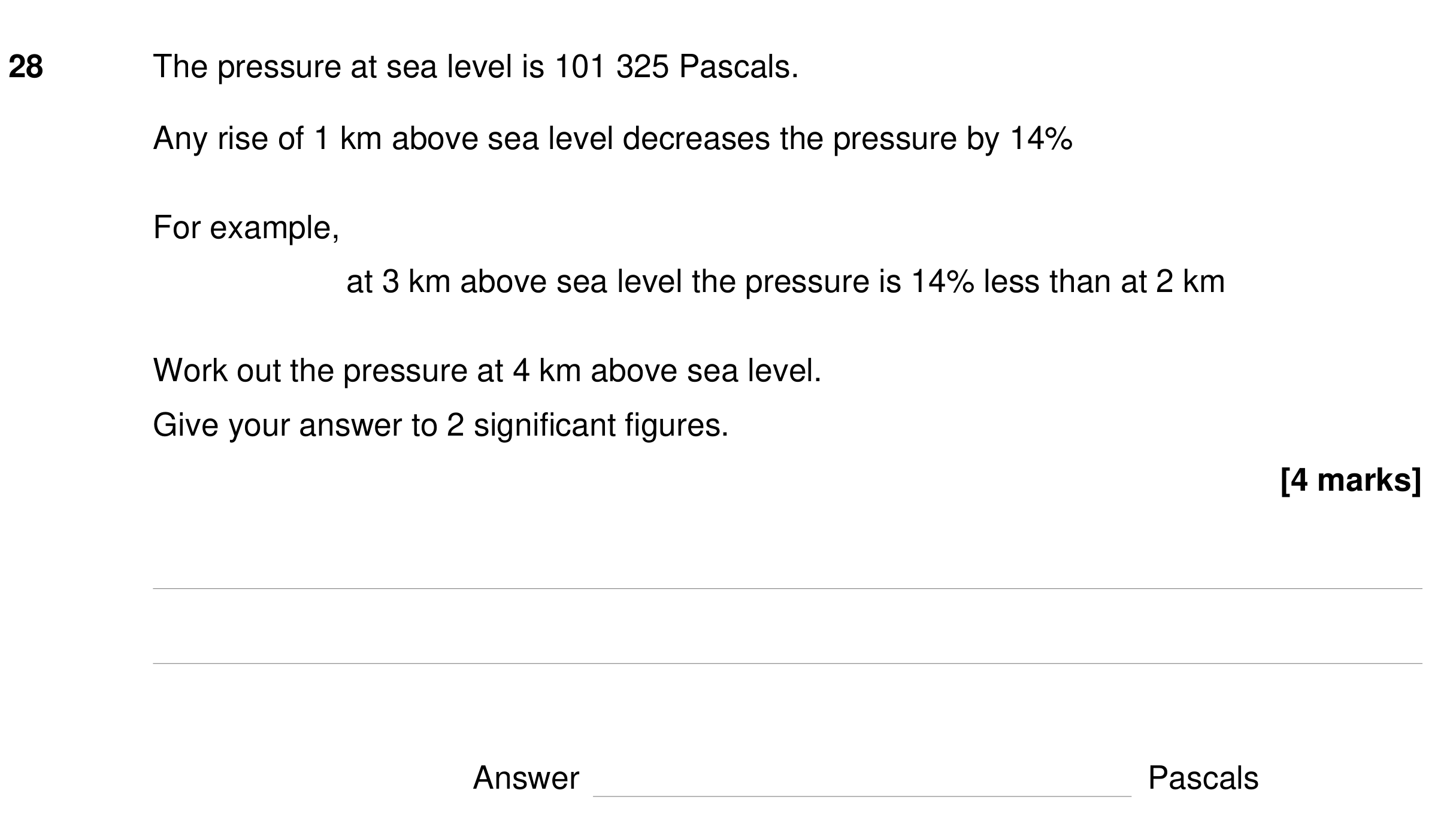 Question 28 — Percentages — AQA GCSE Specimen