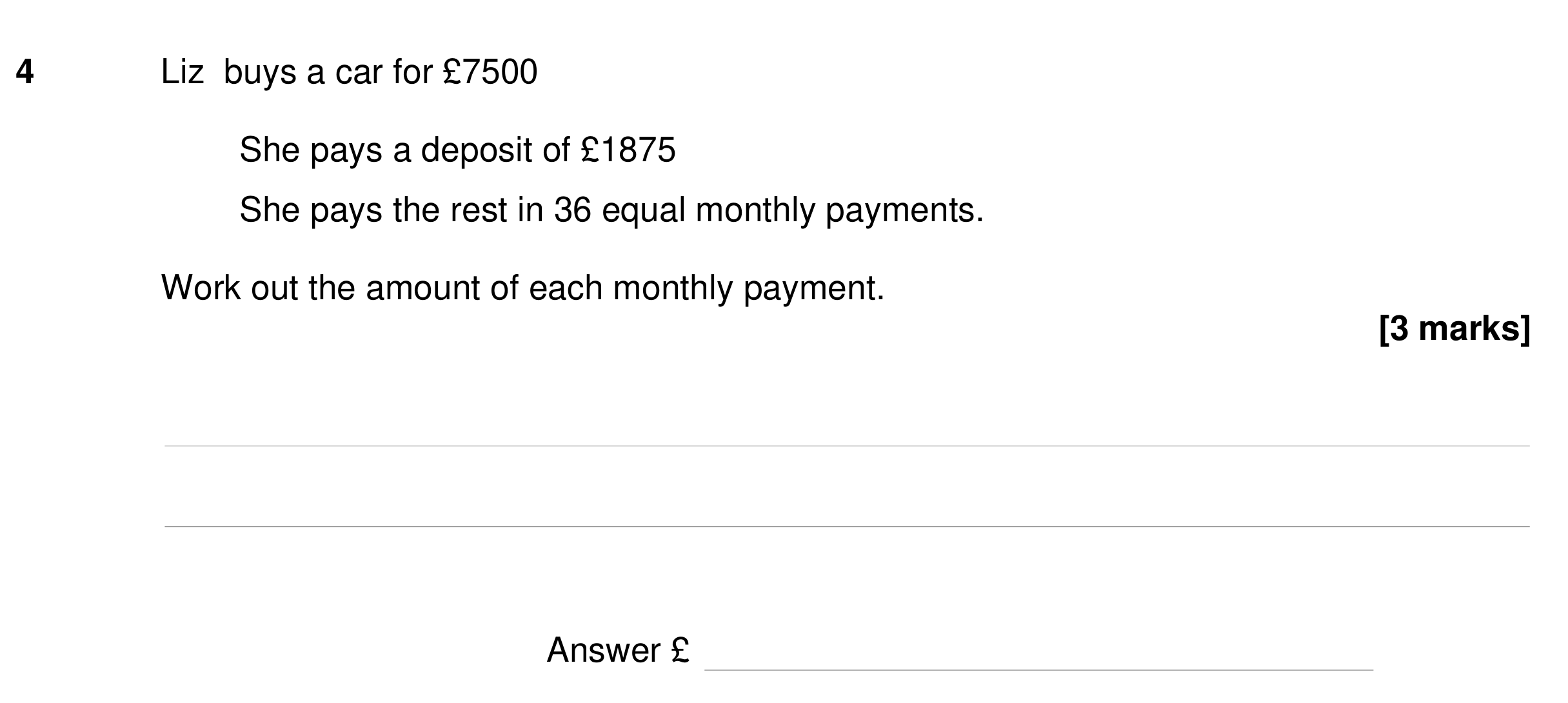 Question 4 — Money Problems — AQA GCSE Specimen