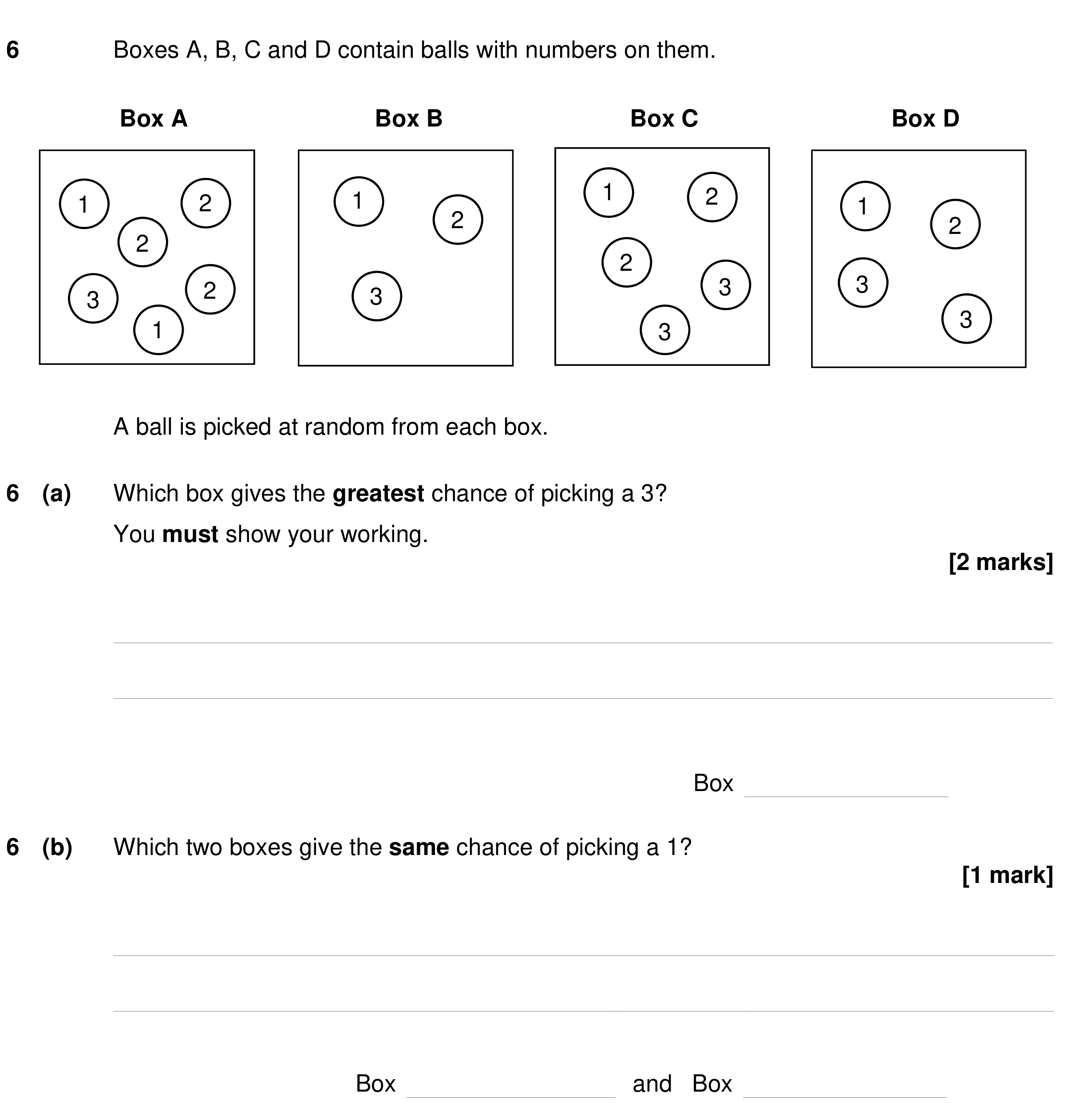 Question 6 — Probability — AQA GCSE Specimen