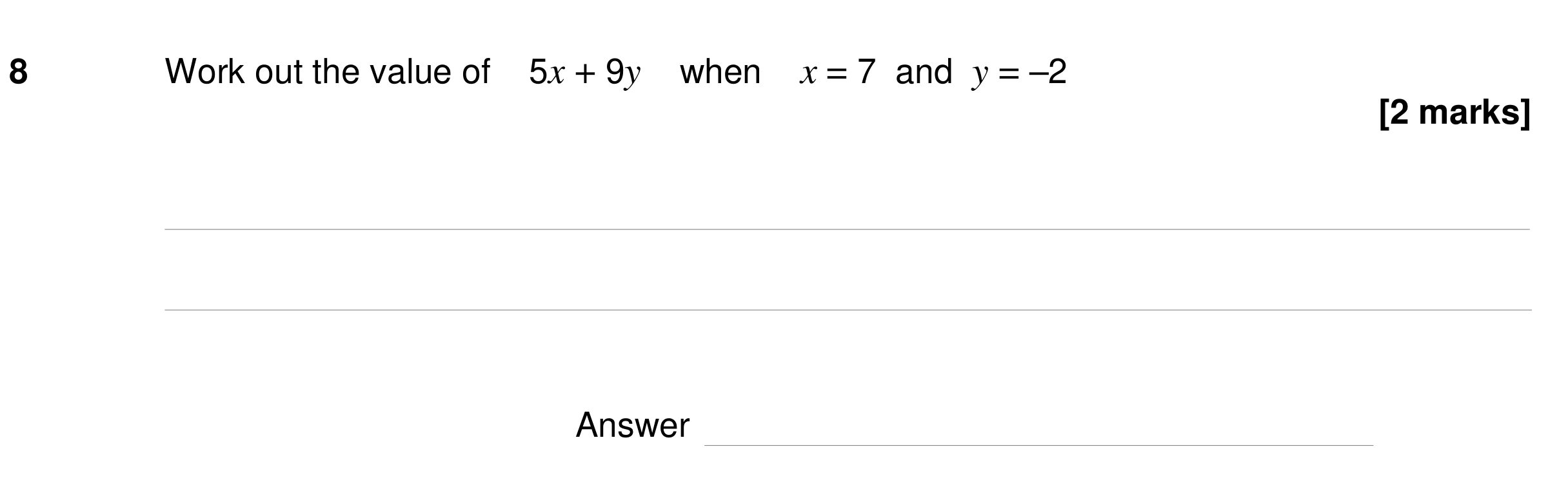 Question 8 — Formulae — AQA GCSE Specimen