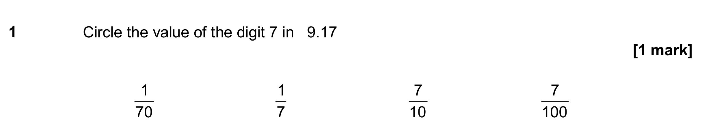 Question 1 — Place Value — AQA GCSE June 2018