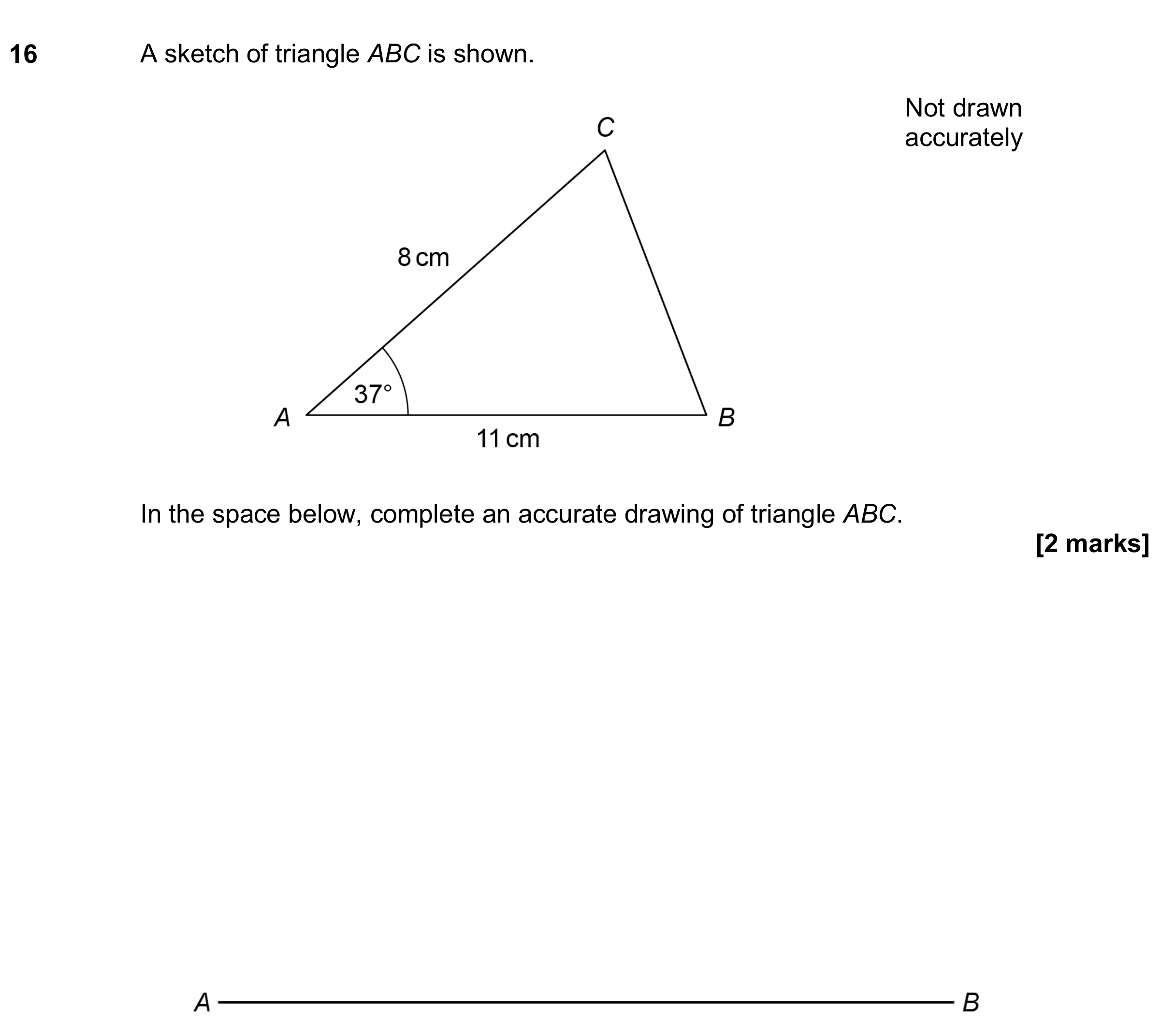Question 16 — Construction — AQA GCSE June 2018