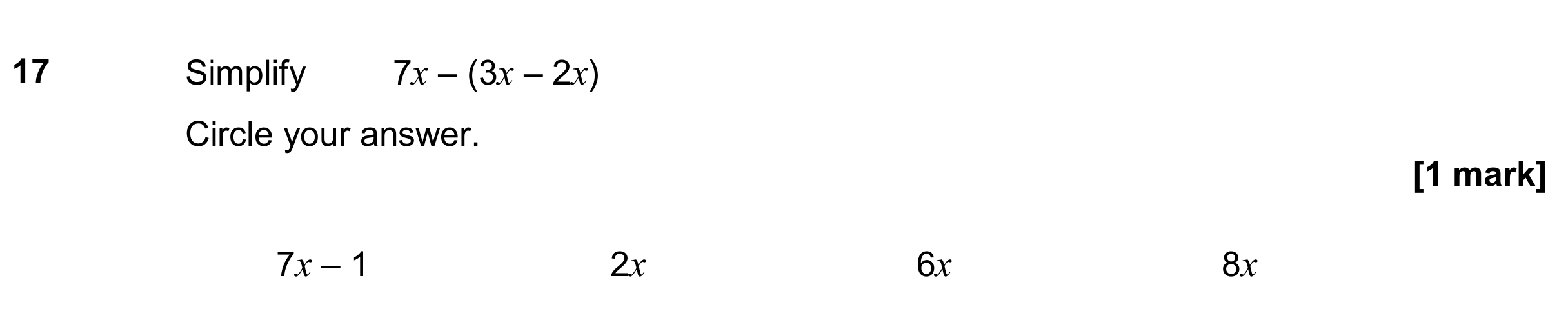 Question 17 — Factorise/Expand/Simplify — AQA GCSE June 2018