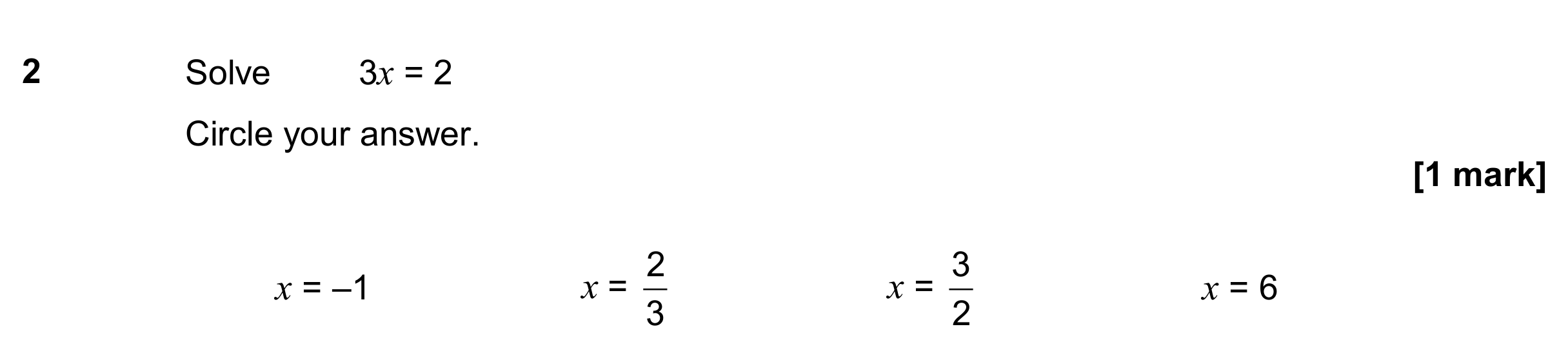 Question 2 — Linear Equations — AQA GCSE June 2018