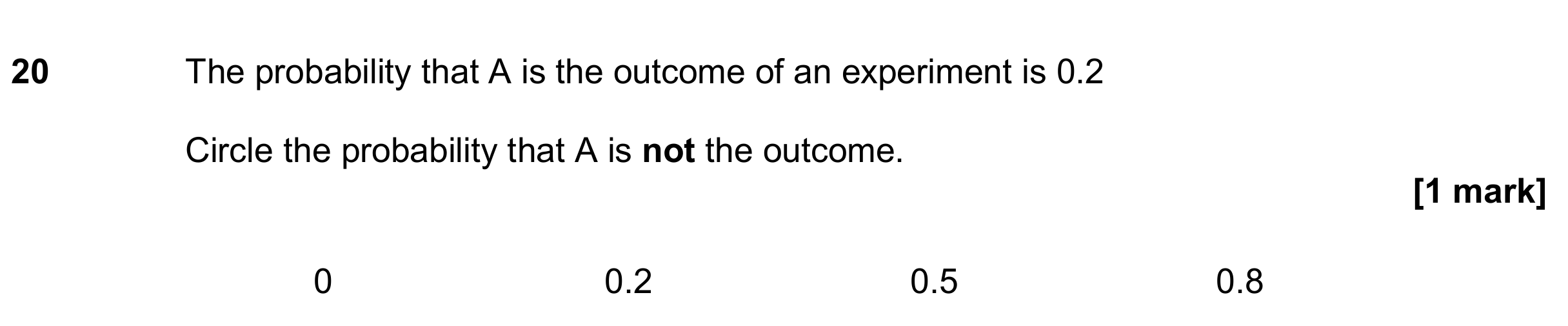 Question 20 — Probability — AQA GCSE June 2018