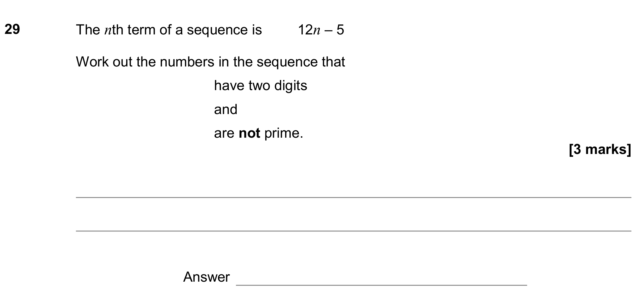 Question 29 — Sequences — AQA GCSE June 2018