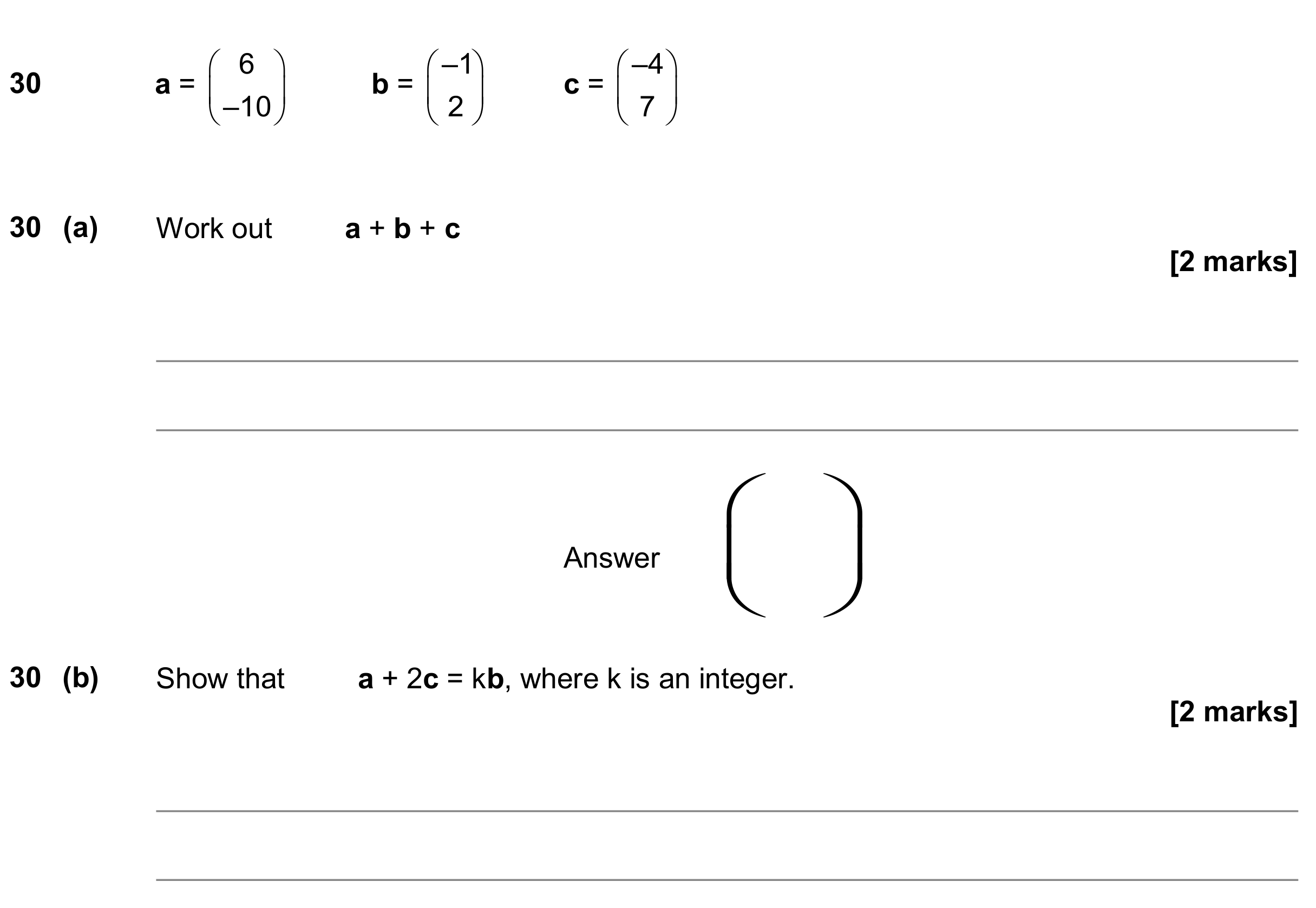Question 30 — Vectors — AQA GCSE June 2018