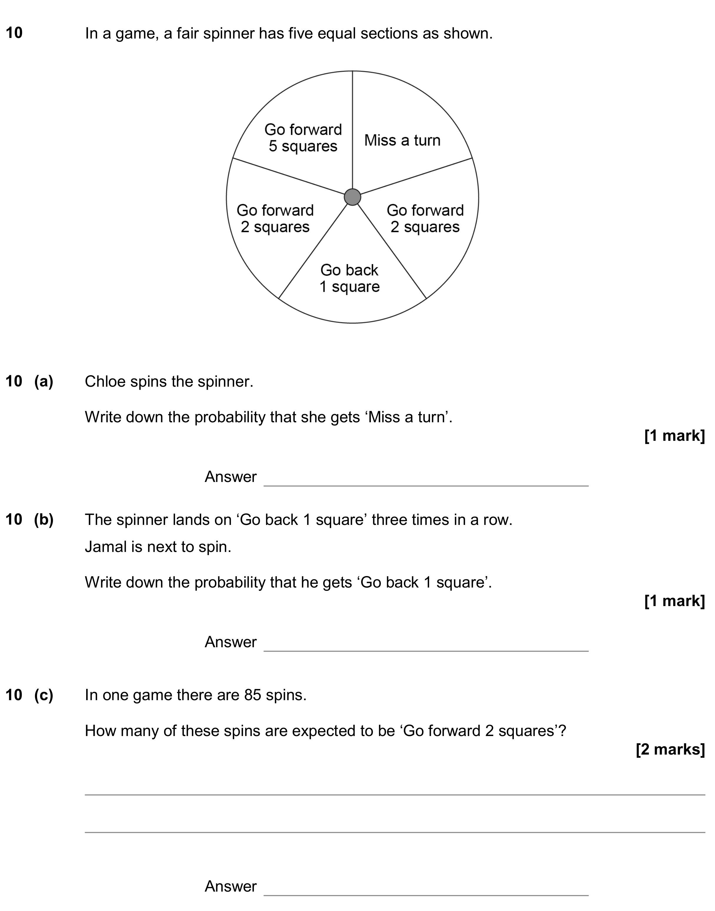 Question 10 — Probability — AQA GCSE November 2018