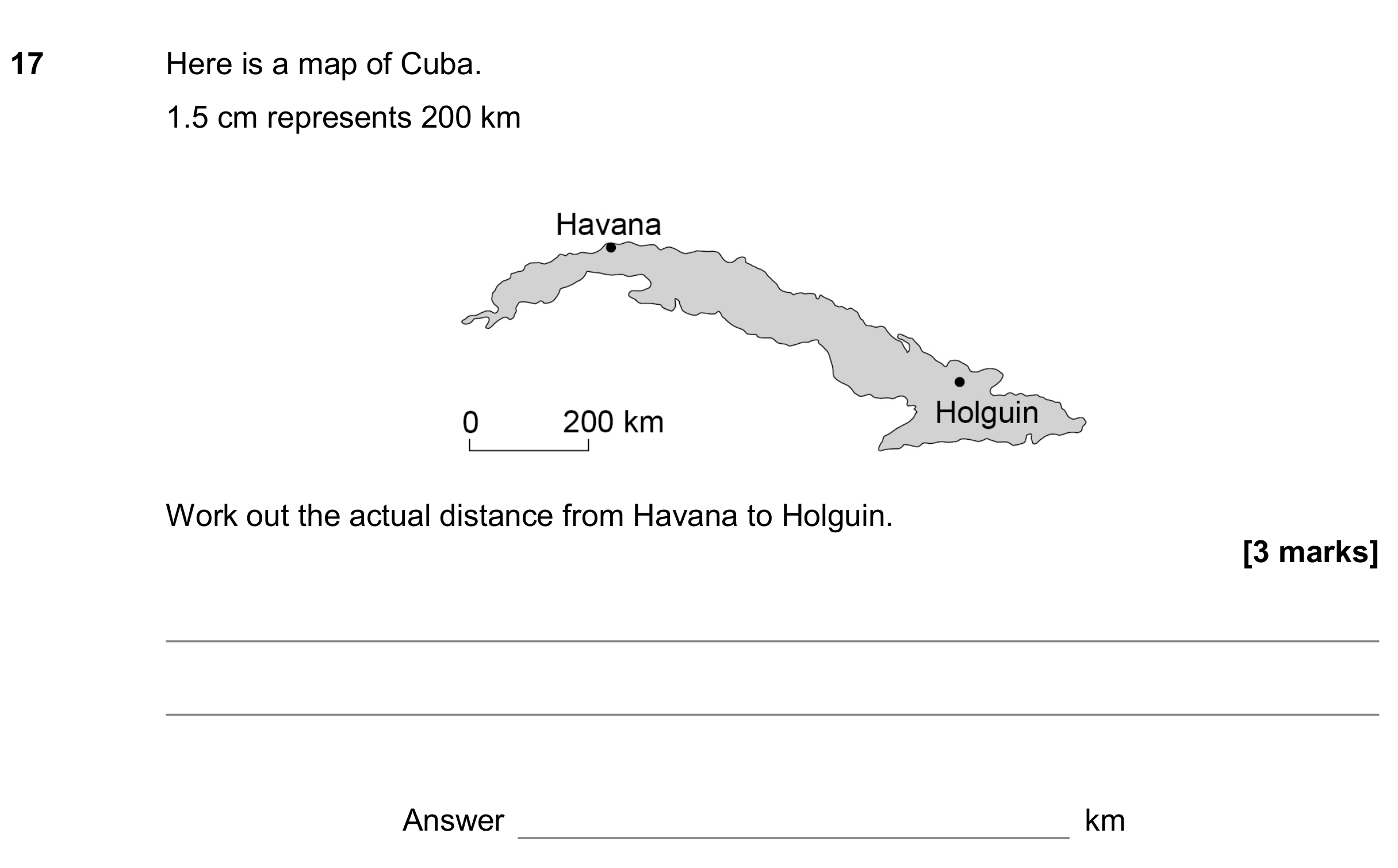 Question 17 — Maps, Measure — AQA GCSE November 2018