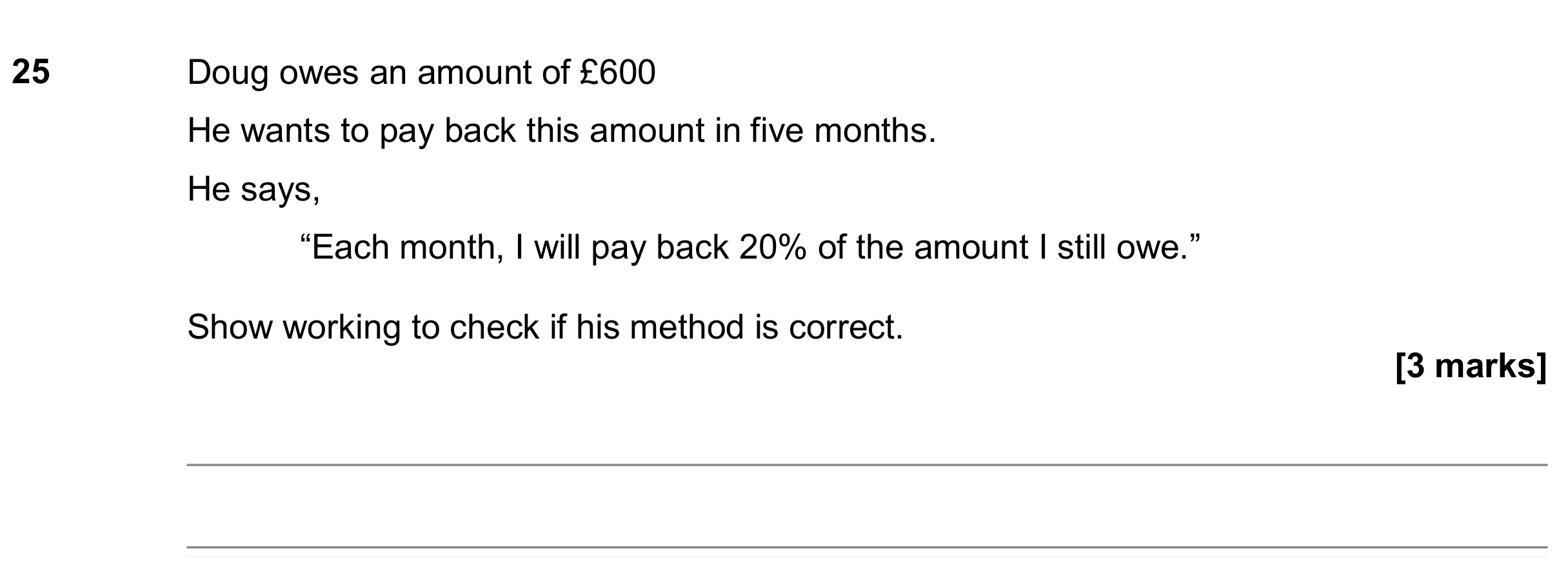Question 25 — Percentages — AQA GCSE November 2018