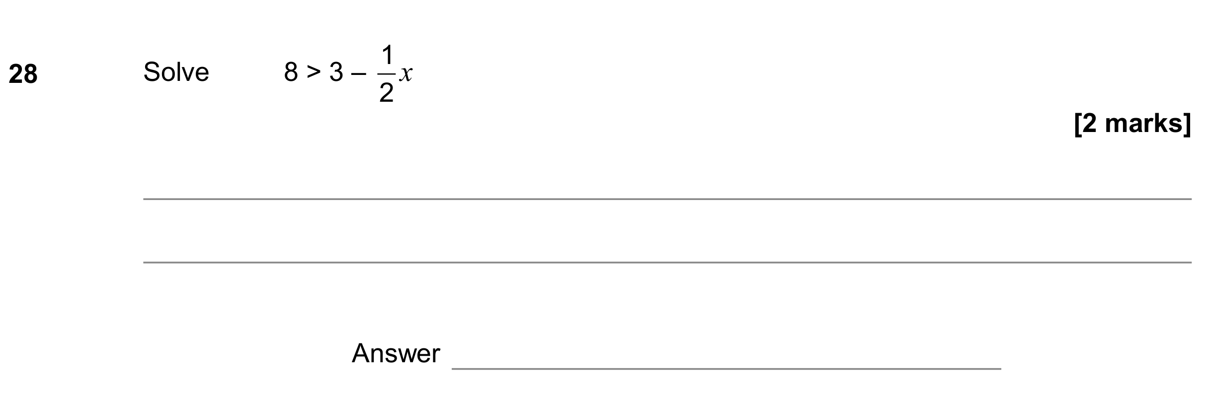 Question 28 — Inequalities — AQA GCSE November 2018