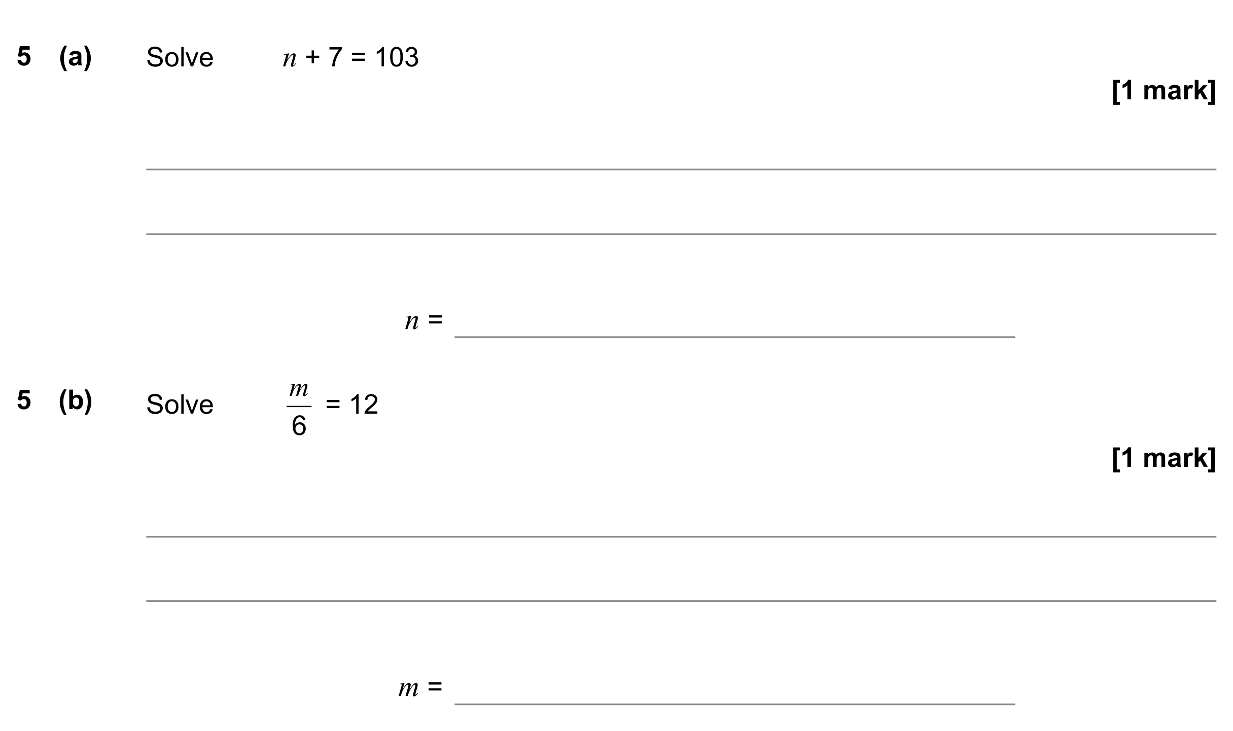 Question 5 — Linear Equations — AQA GCSE November 2018