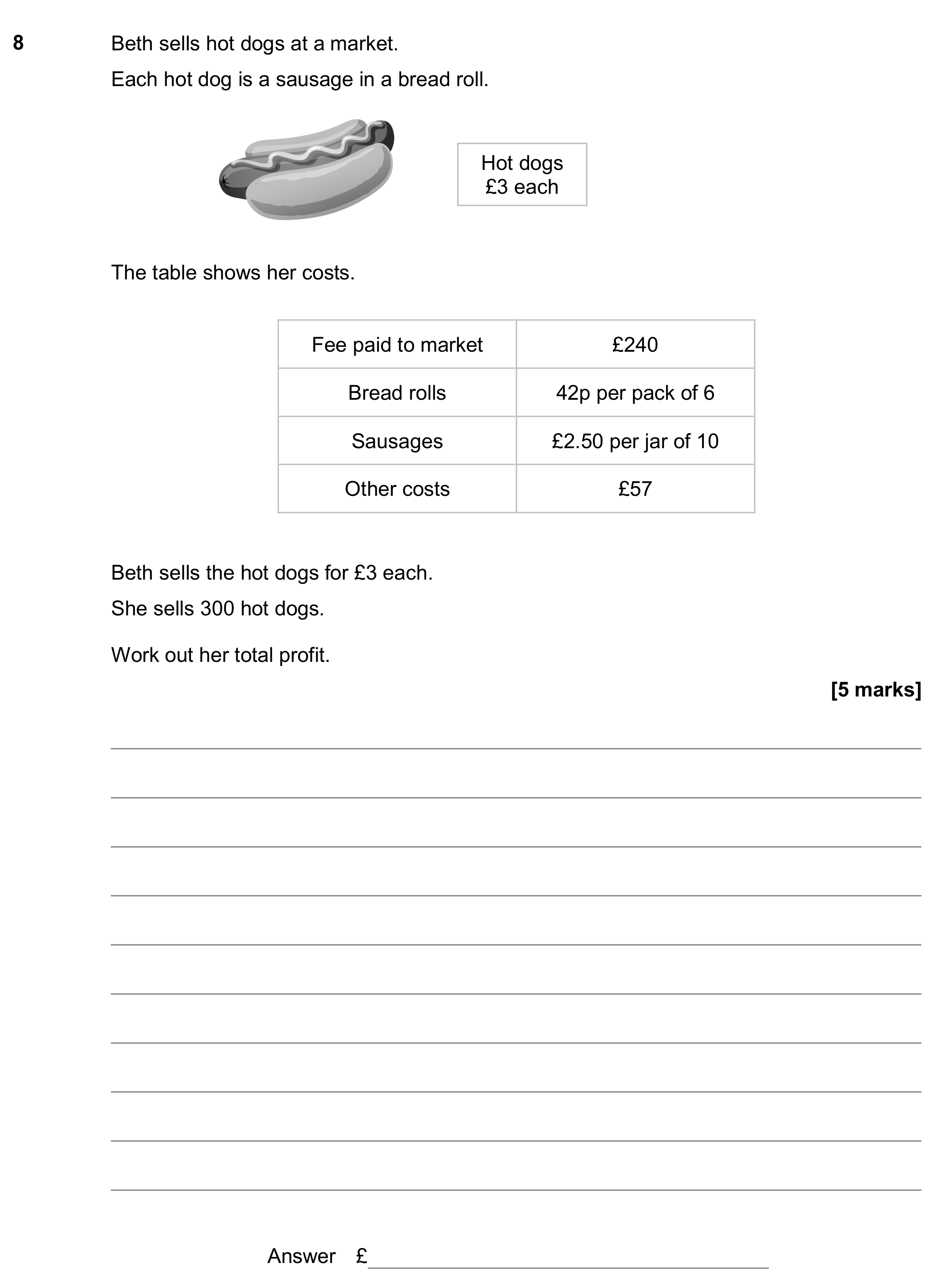 Question 8 — Money Problems — AQA GCSE November 2018