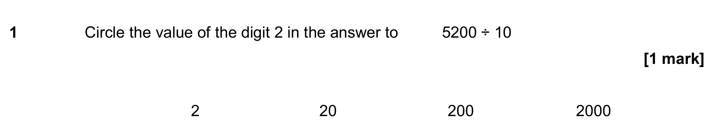 Question 1 — Place Value — AQA GCSE June 2019