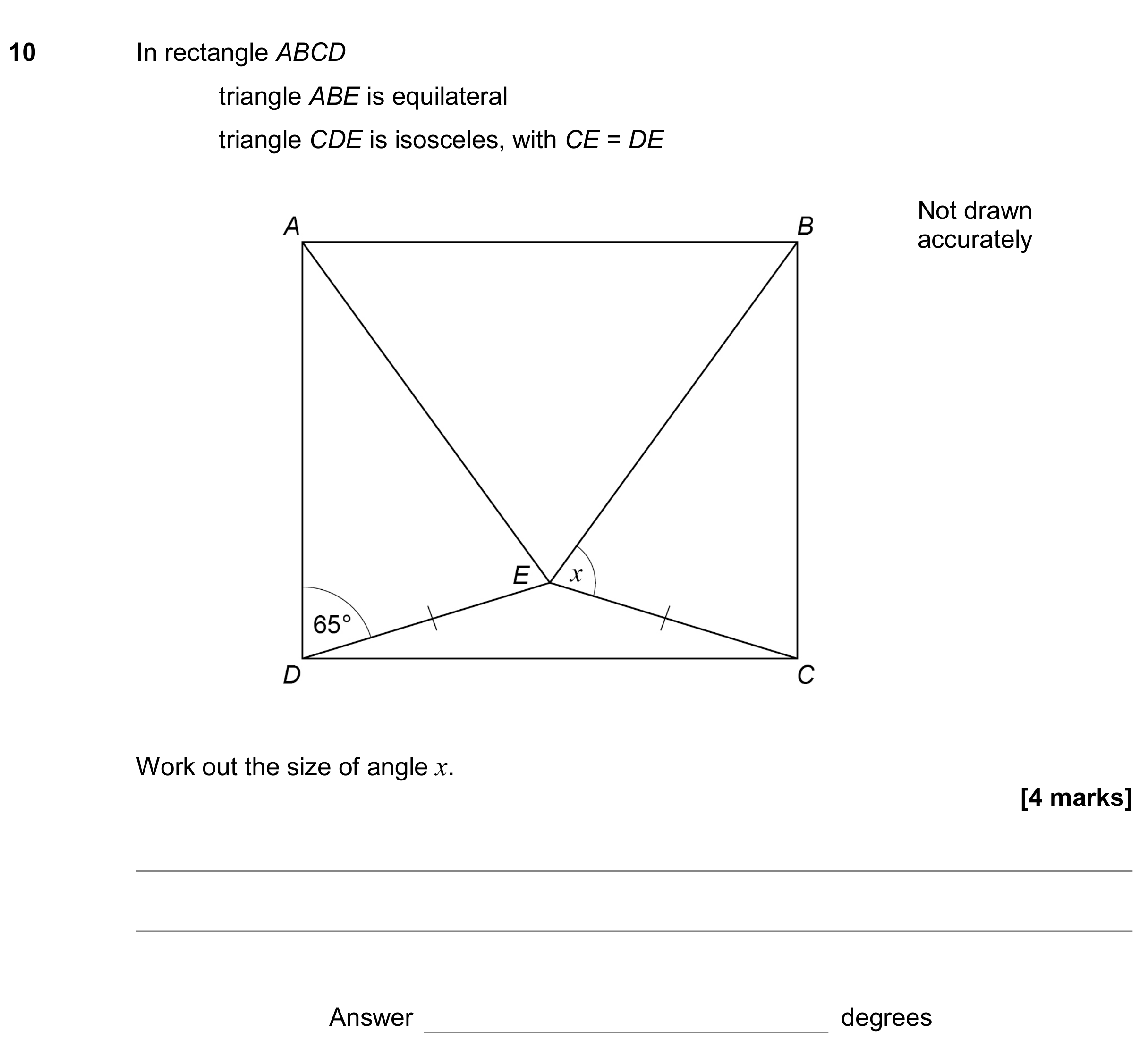 Question 10 — Angles — AQA GCSE June 2019
