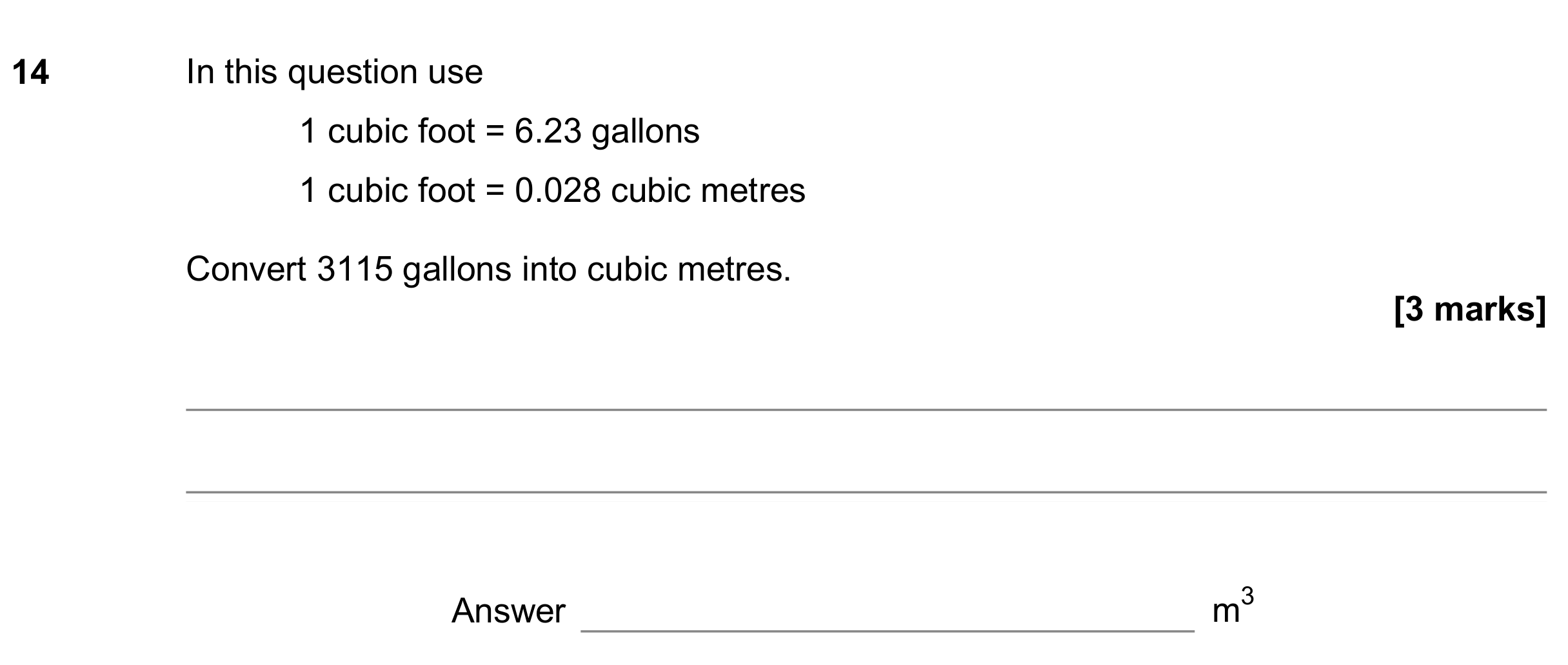 Question 14 — Unit Conversions — AQA GCSE June 2019