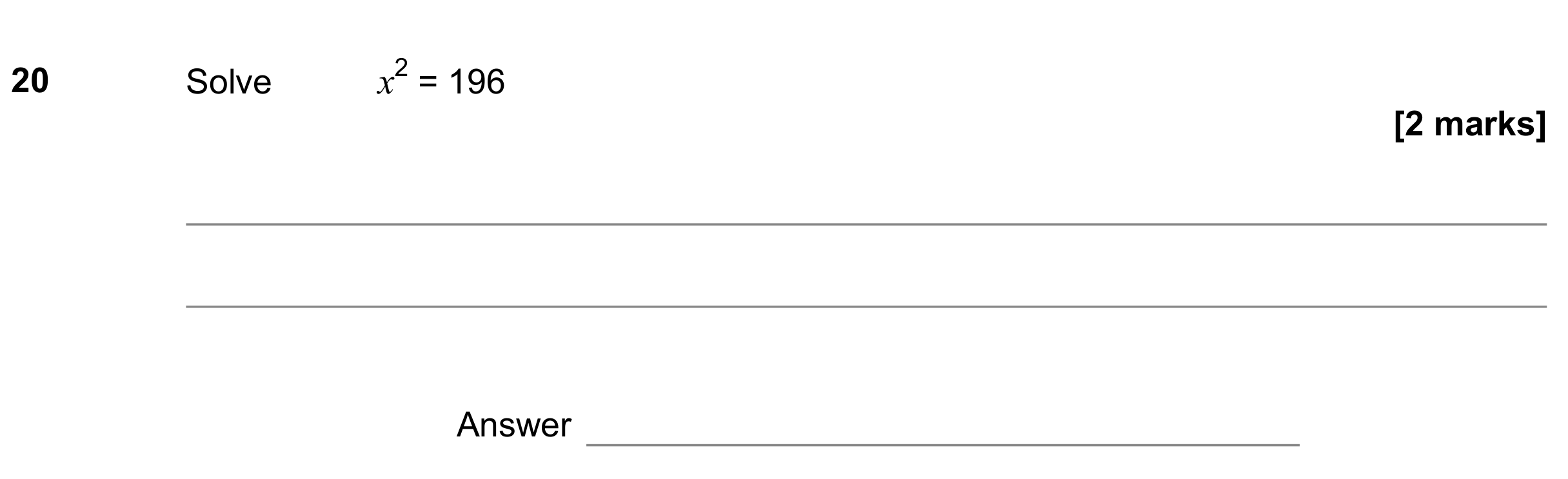 Question 20 — Quadratic Equations — AQA GCSE June 2019