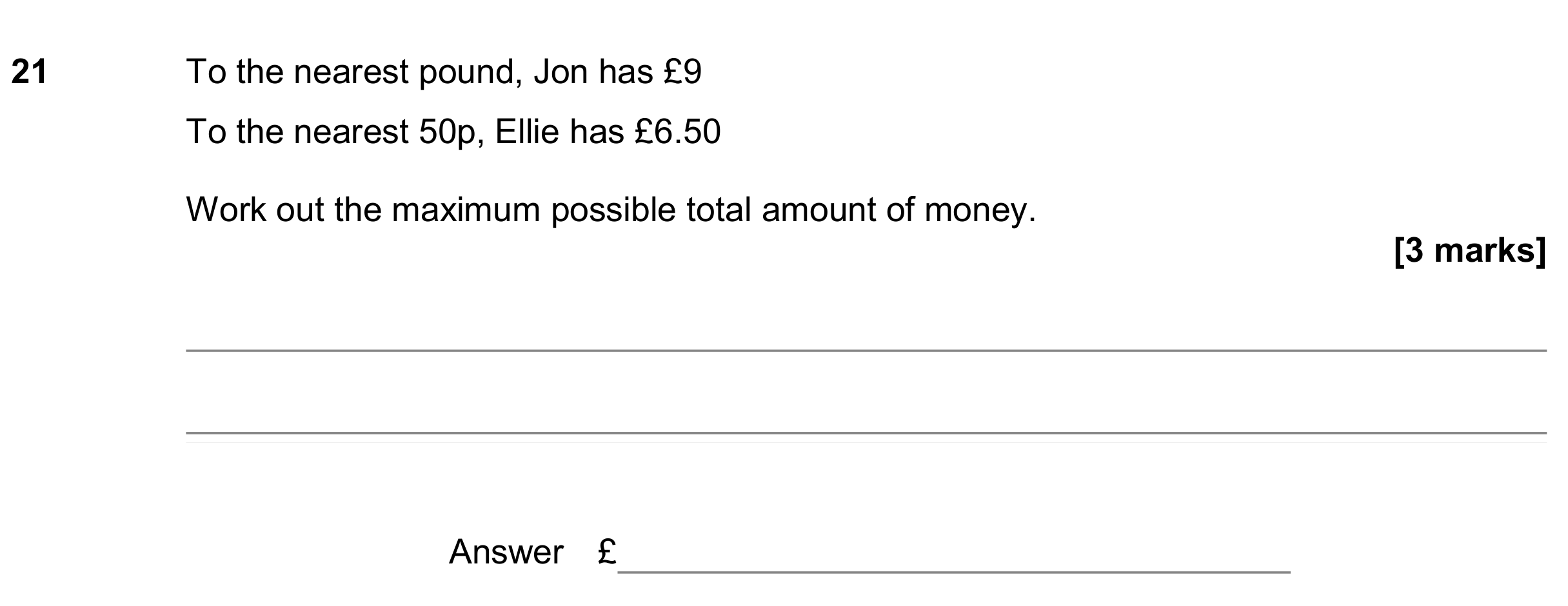 Question 21 — Rounding — AQA GCSE June 2019