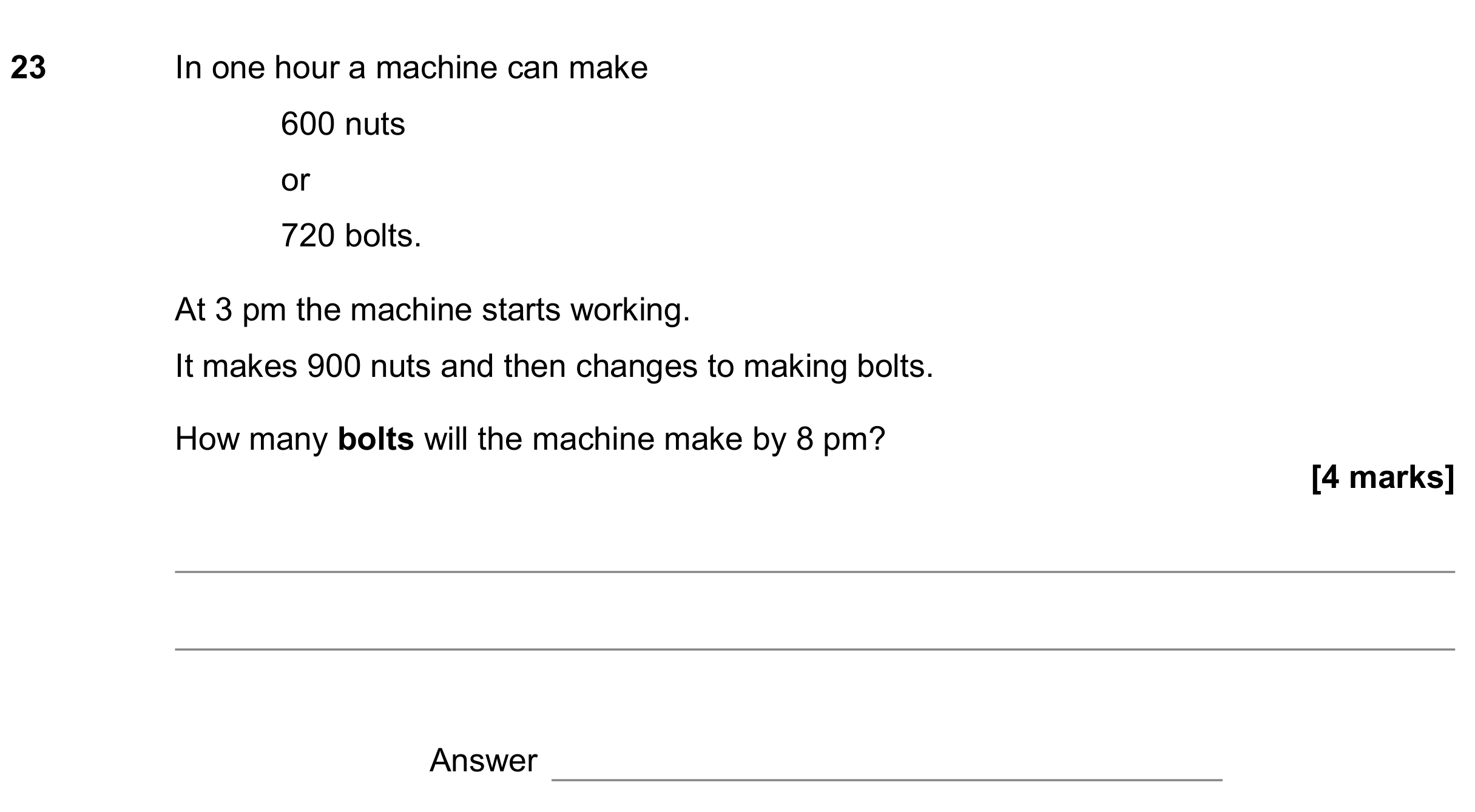 Question 23 — Time Questions — AQA GCSE June 2019