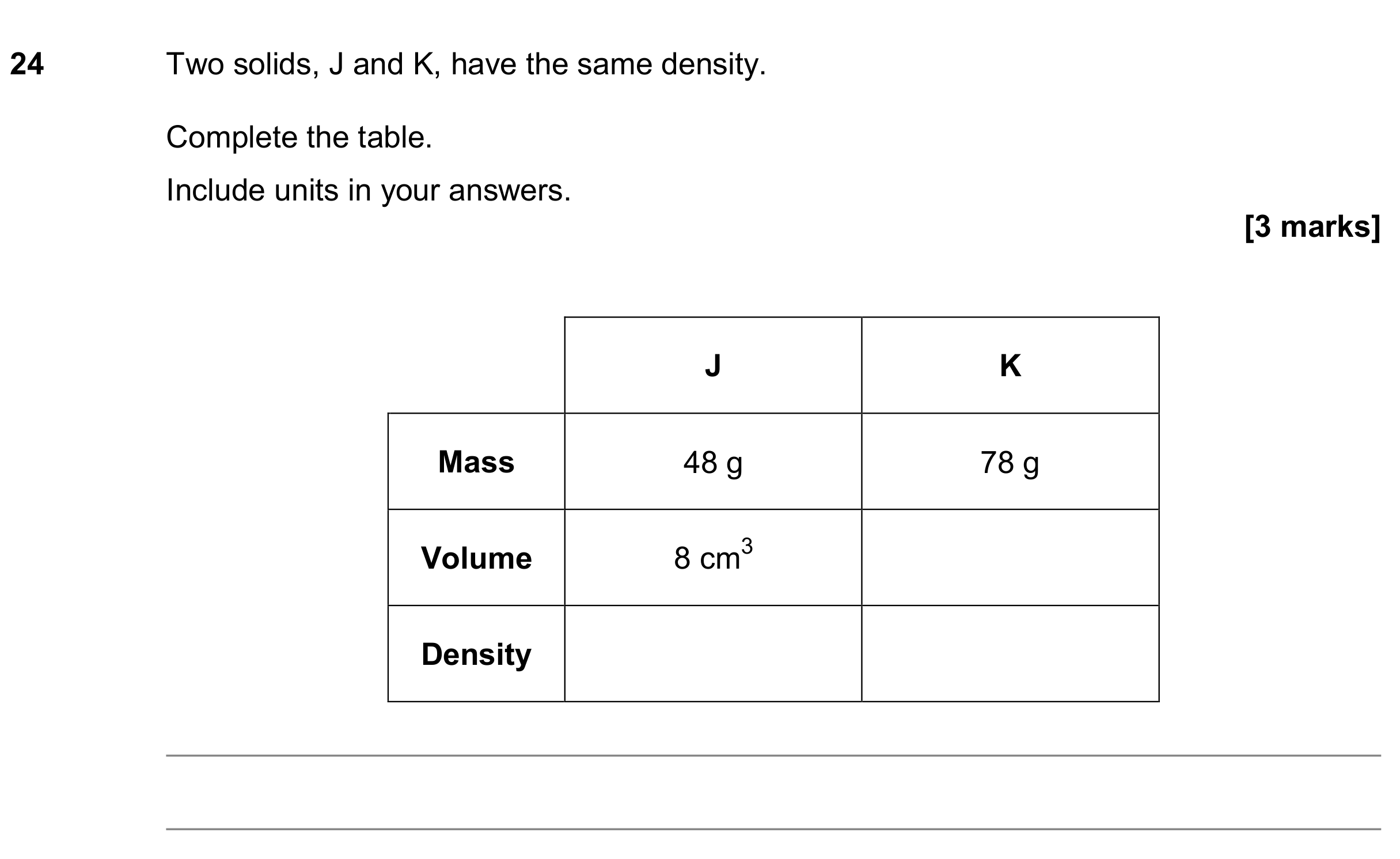 Question 24 — Speed/Distance/Time/Density/Pressure — AQA GCSE June 2019